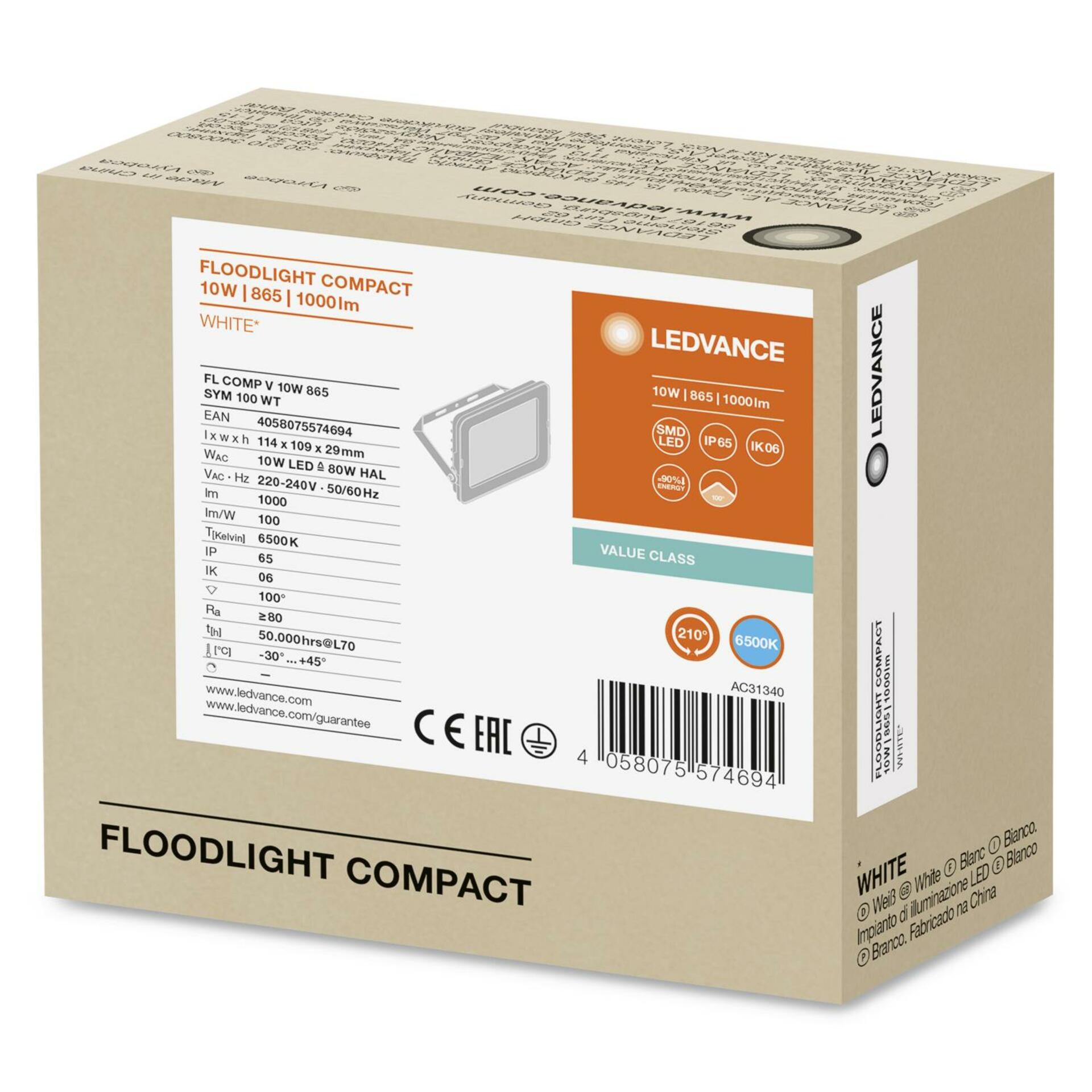 OSRAM LEDVANCE FL COMP V 10W 865 SYM 100 WT 4058075574694