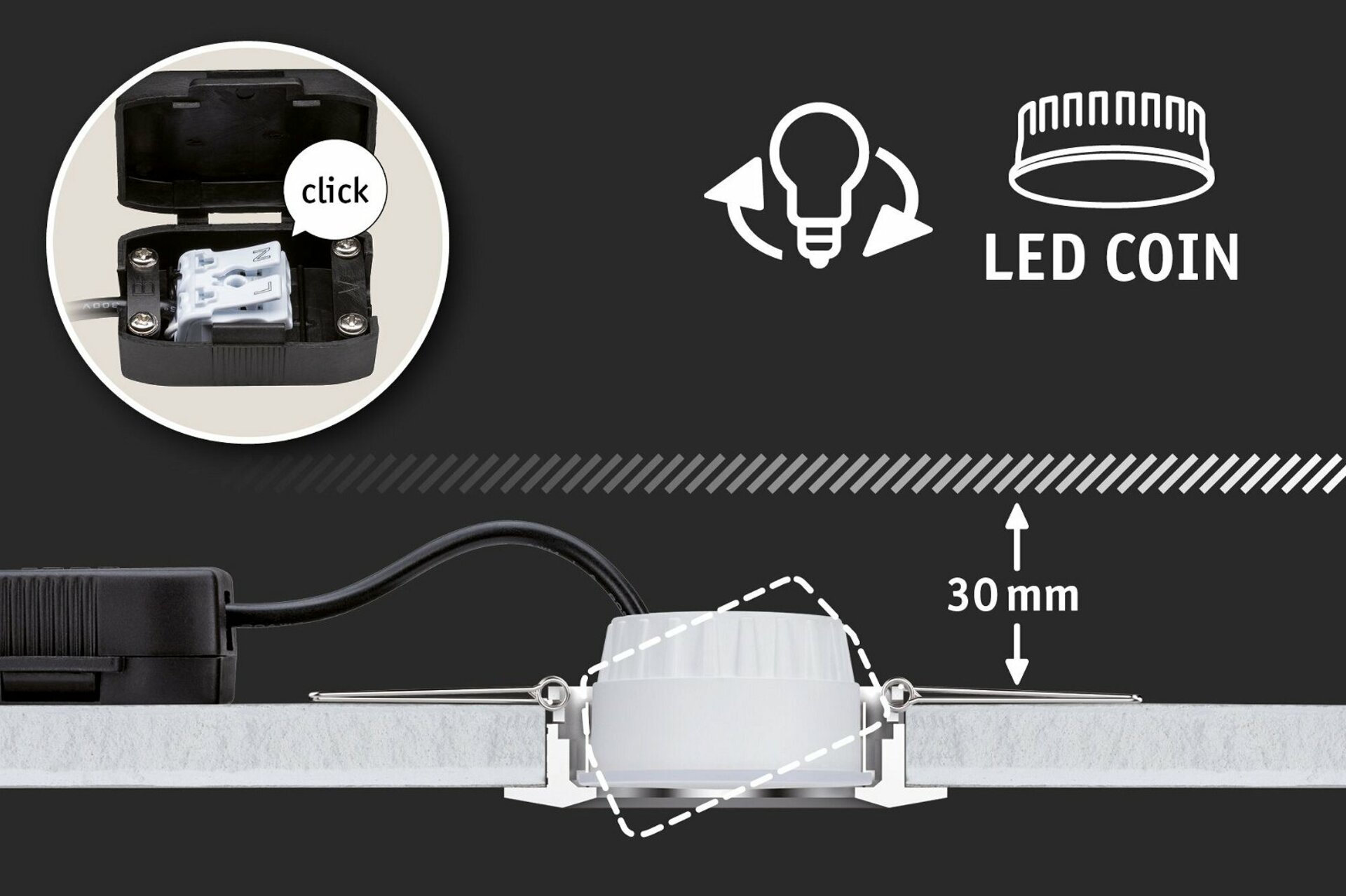 PAULMANN Vestavné svítidlo LED Nova kruhové 1x6,5W hliník broušený nevýklopné 3-krokové-stmívatelné 934.97 P 93497