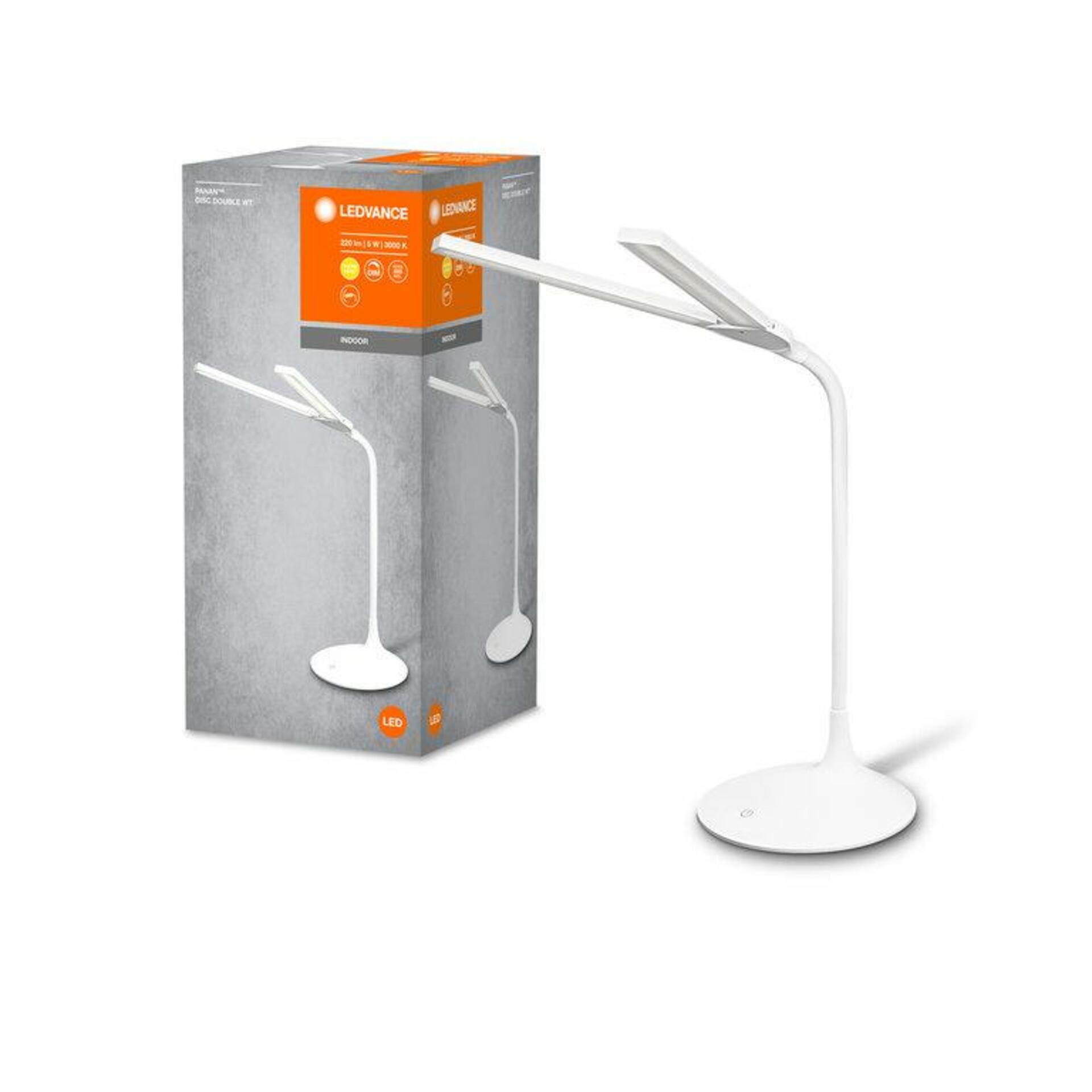 OSRAM LEDVANCE stolní lampa do kanceláře Panan Disc Double bílá 4058075301733