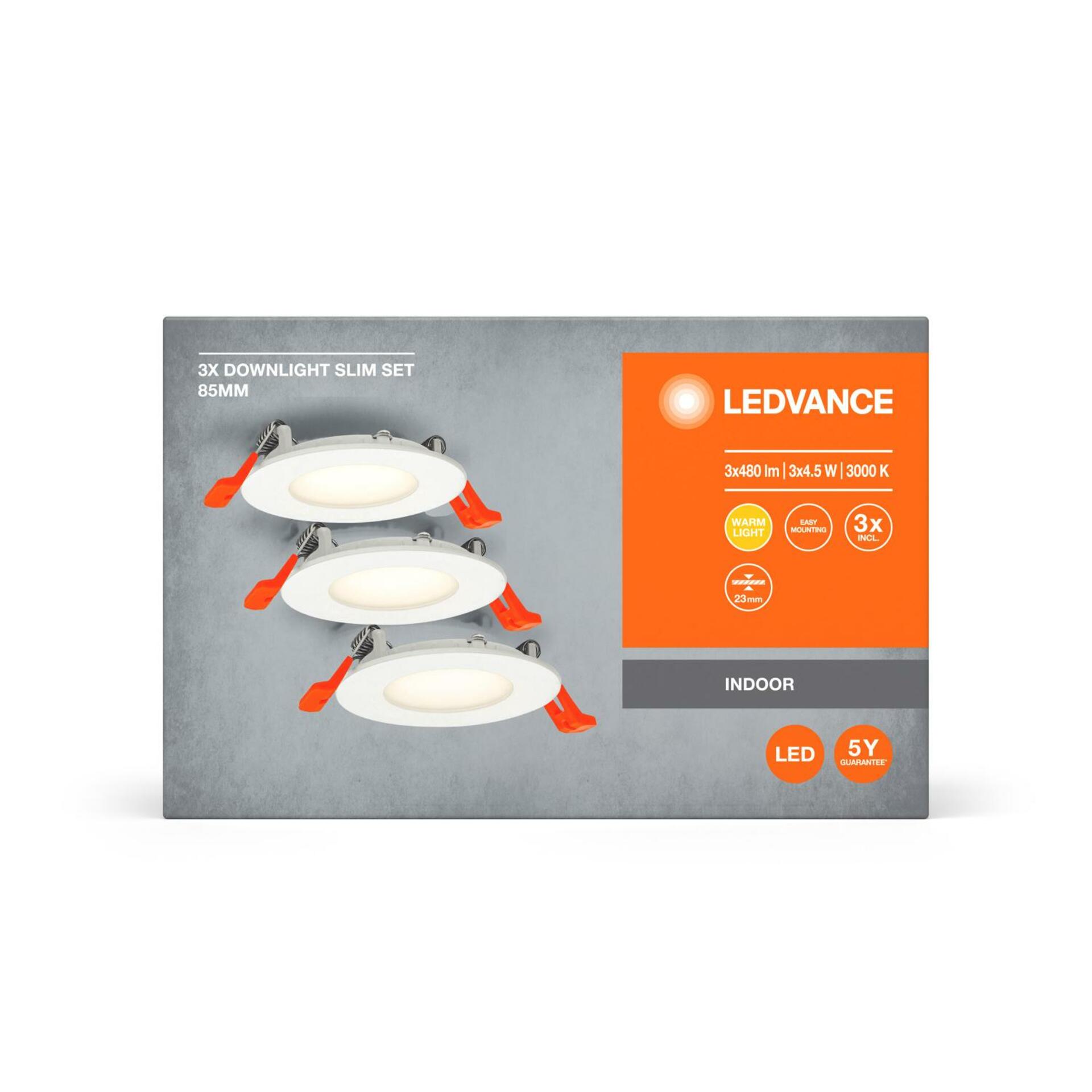 OSRAM LEDVANCE zapuštěné svítidlo Downlight Slim Set 3 x 85mm 3000K 4058075629387