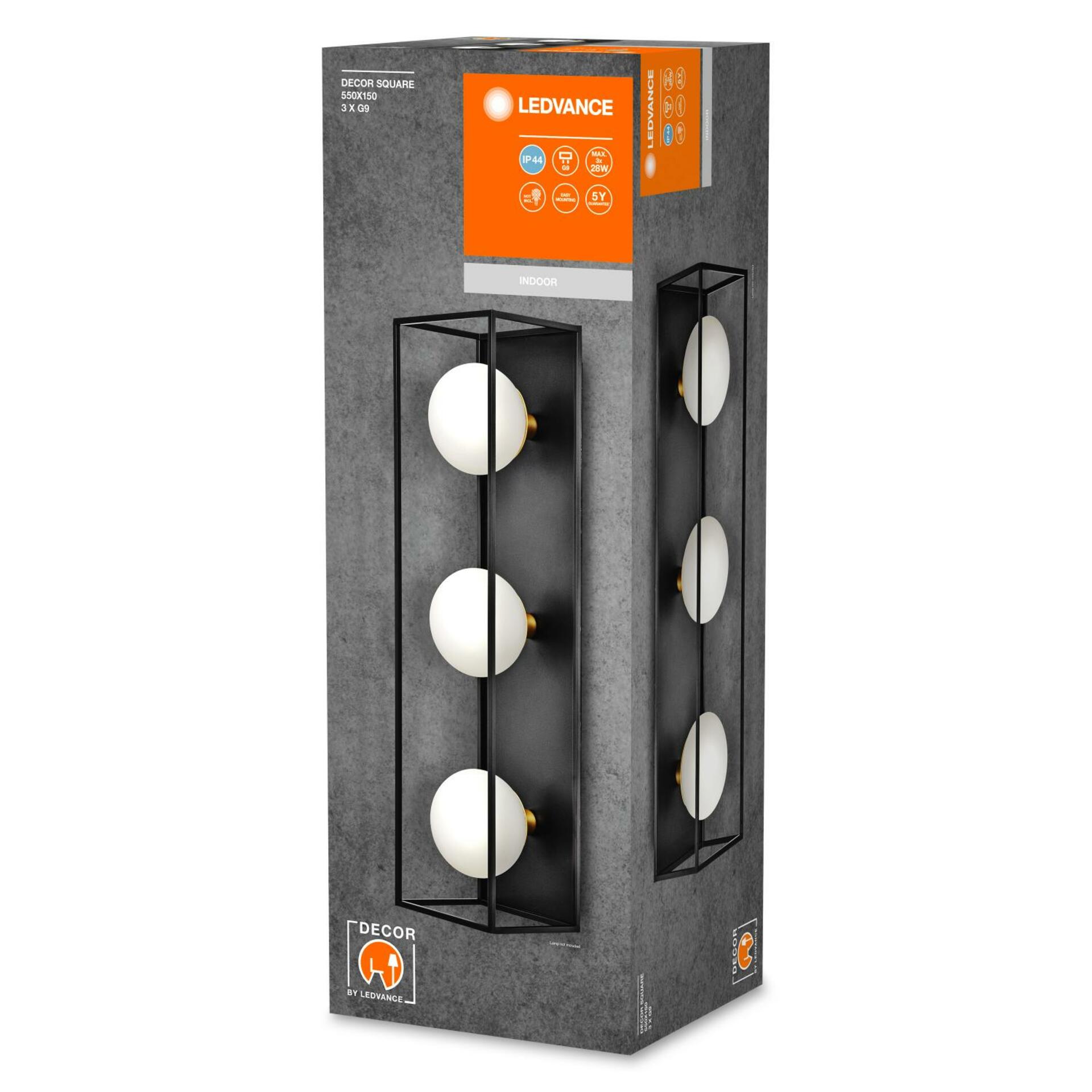 OSRAM LEDVANCE nástěnné a stropní svítidlo Decor Square 550x150mm 3 x G9 IP44 4058075756946