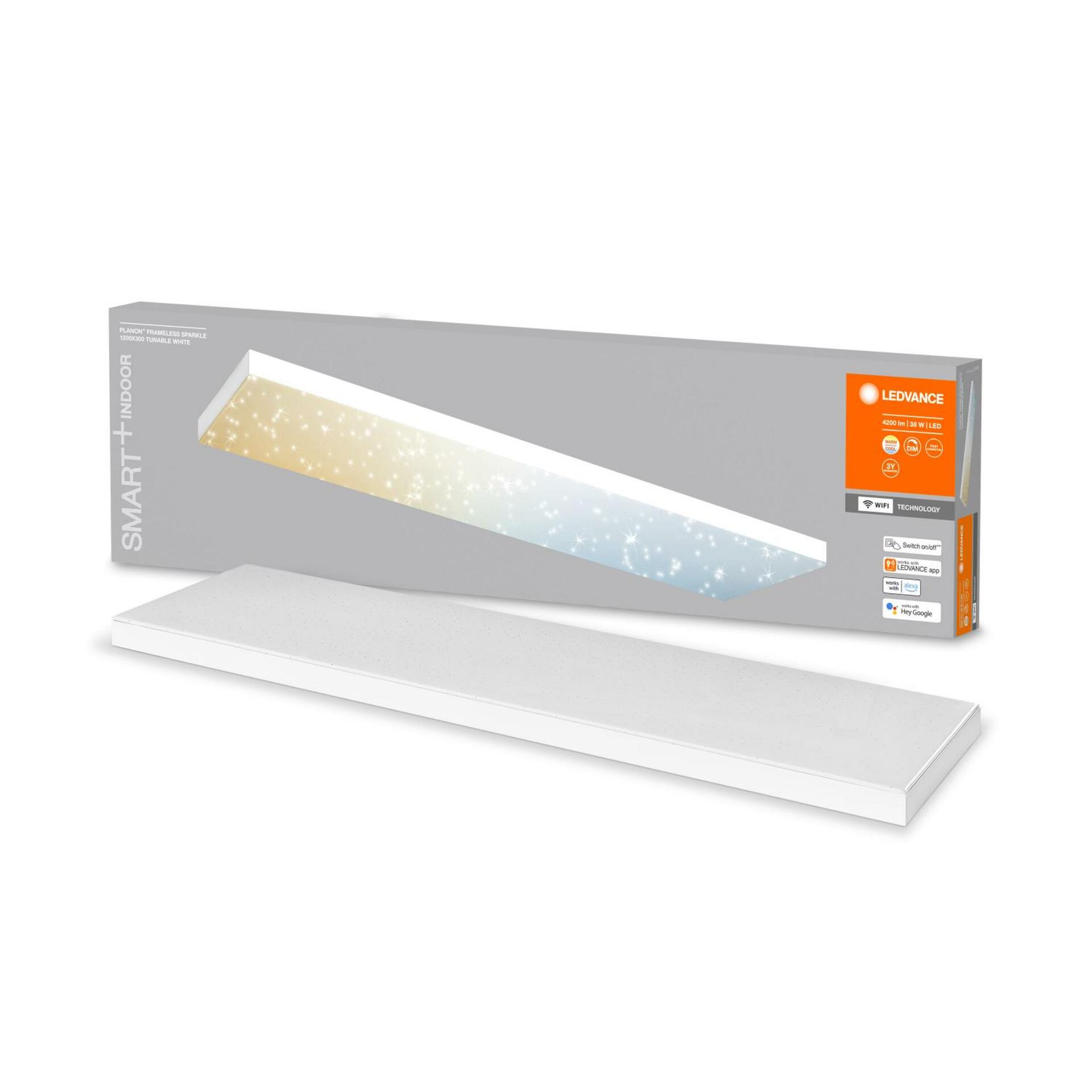 OSRAM LEDVANCE SMART+ Wifi Planon Frameless Sparkle stropní svítidlo 1200x300mm TW 4058075759589