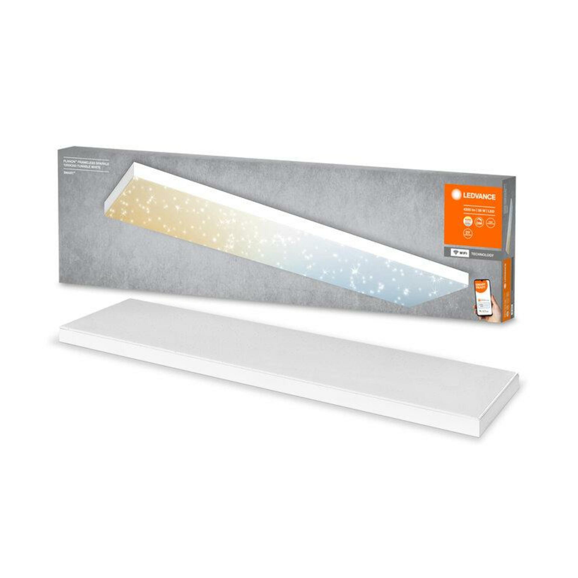 OSRAM LEDVANCE SMART+ Wifi Planon Frameless Sparkle stropní svítidlo 1200x300mm TW 4058075759589