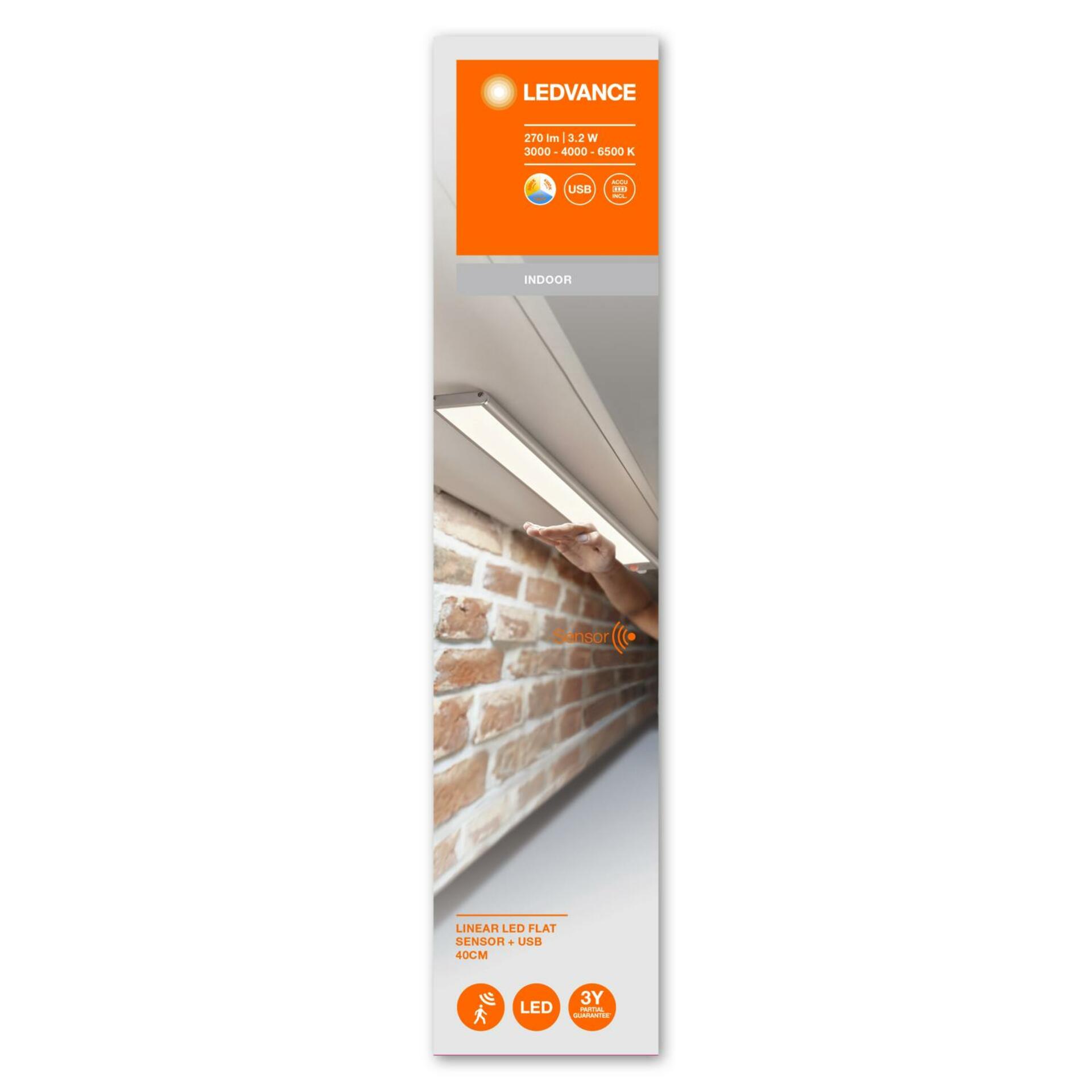 OSRAM LEDVANCE přenosné nabíjecí svítidlo Linear LED Flat Sensor + USB 400mm 4058075762213