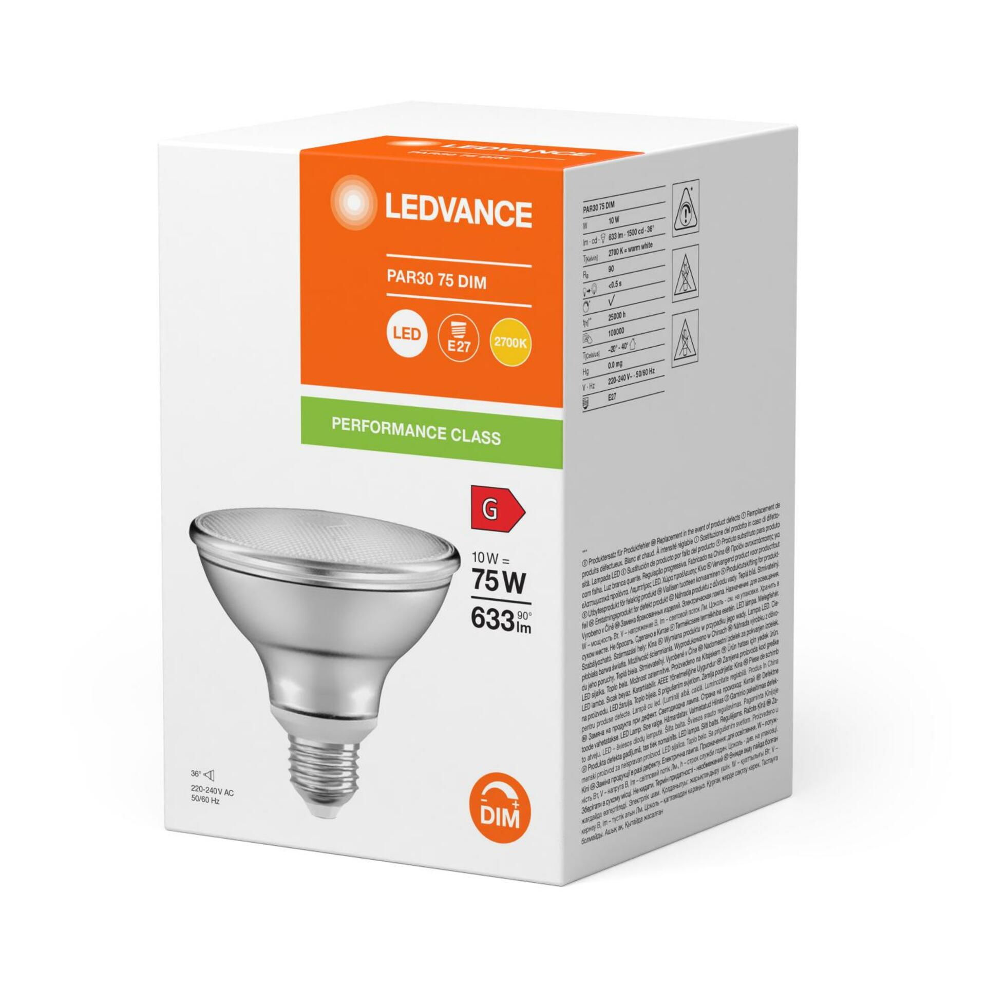 OSRAM LEDVANCE LED PAR30 75 36d DIM P 10W 927 E27 4099854071195