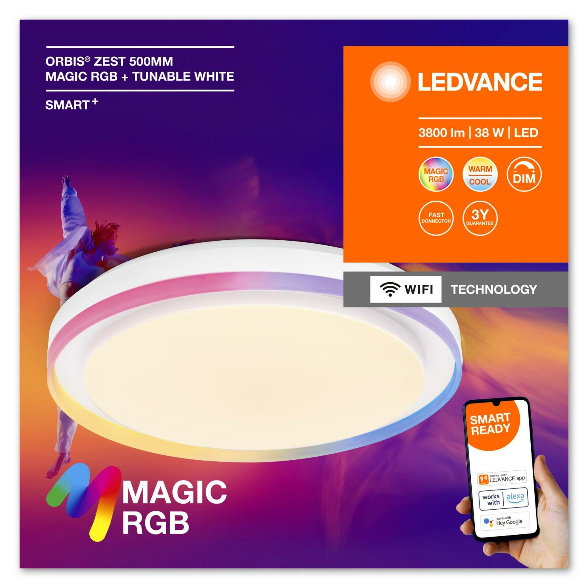 OSRAM LEDVANCE SMART+ Wifi Orbis ZEST stropní svítidlo RGB 500mm bílá 4099854090301