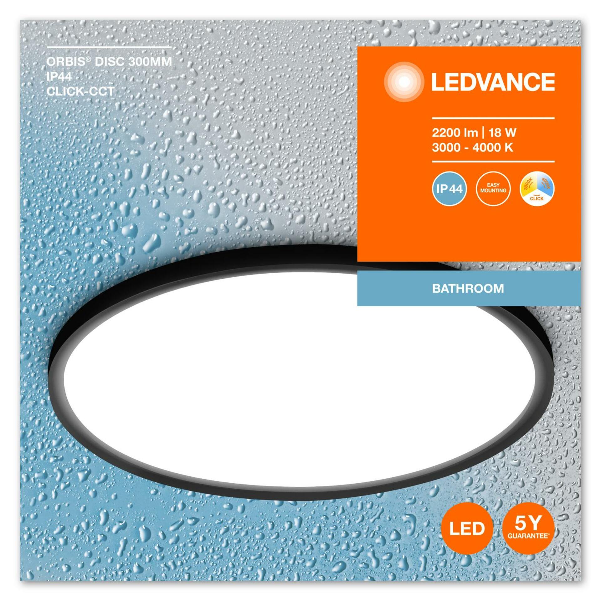 OSRAM LEDVANCE stropní svítidlo LED Bathroom Ceiling 300mm černá Click-CCT 4099854096112