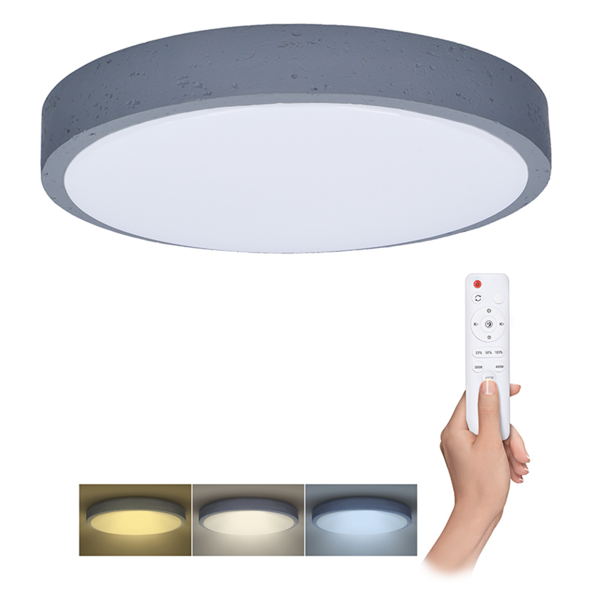 Solight LED osvětlení s dálkovým ovladačem Grey, 60W, 4200lm, 49cm, změna chromatičnosti, stmívatelné WO8002