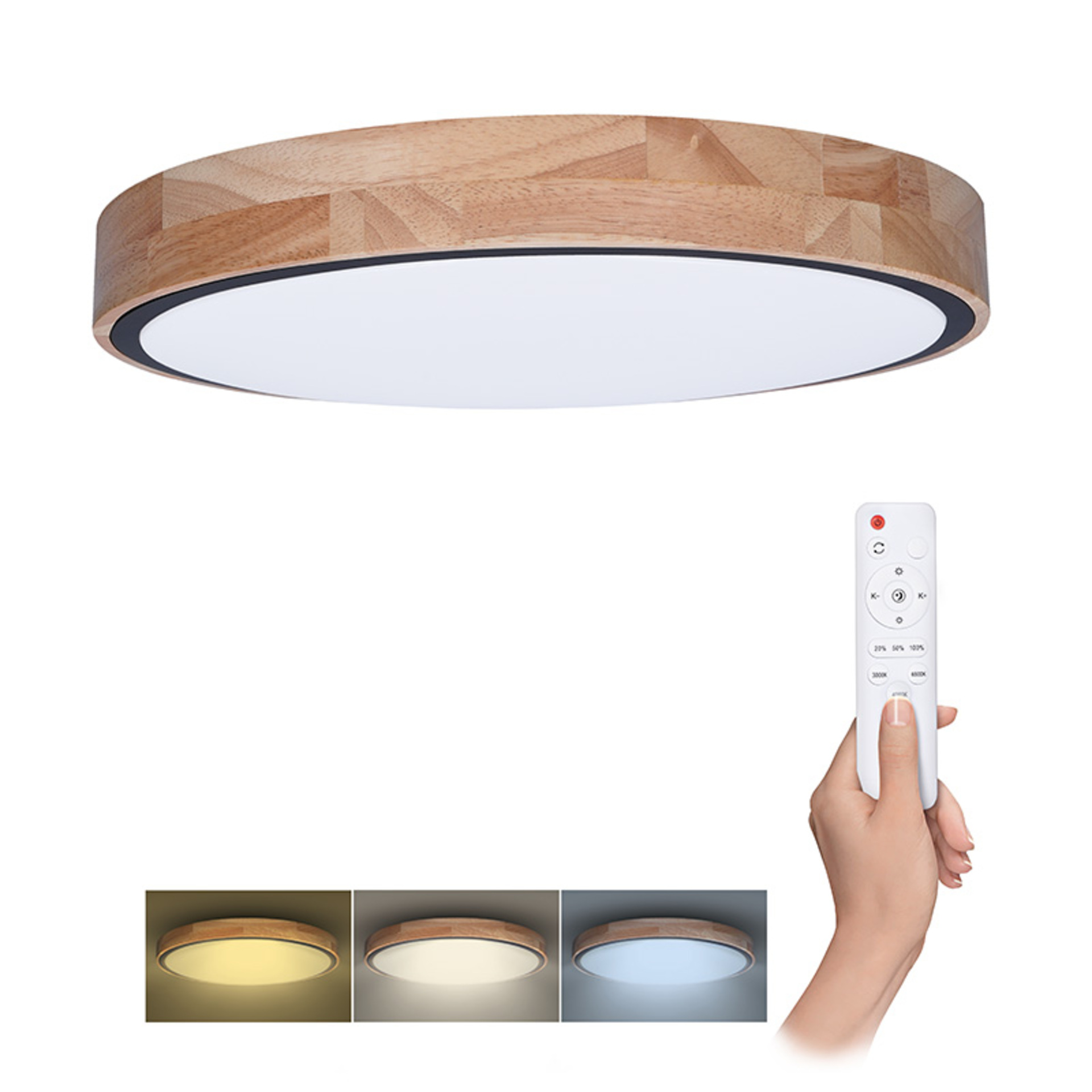 Solight LED osvětlení s dálkovým ovladačem Iron Oak, 60W, 4200lm, 51cm, změna chromatičnosti, stmívatelné WO8006