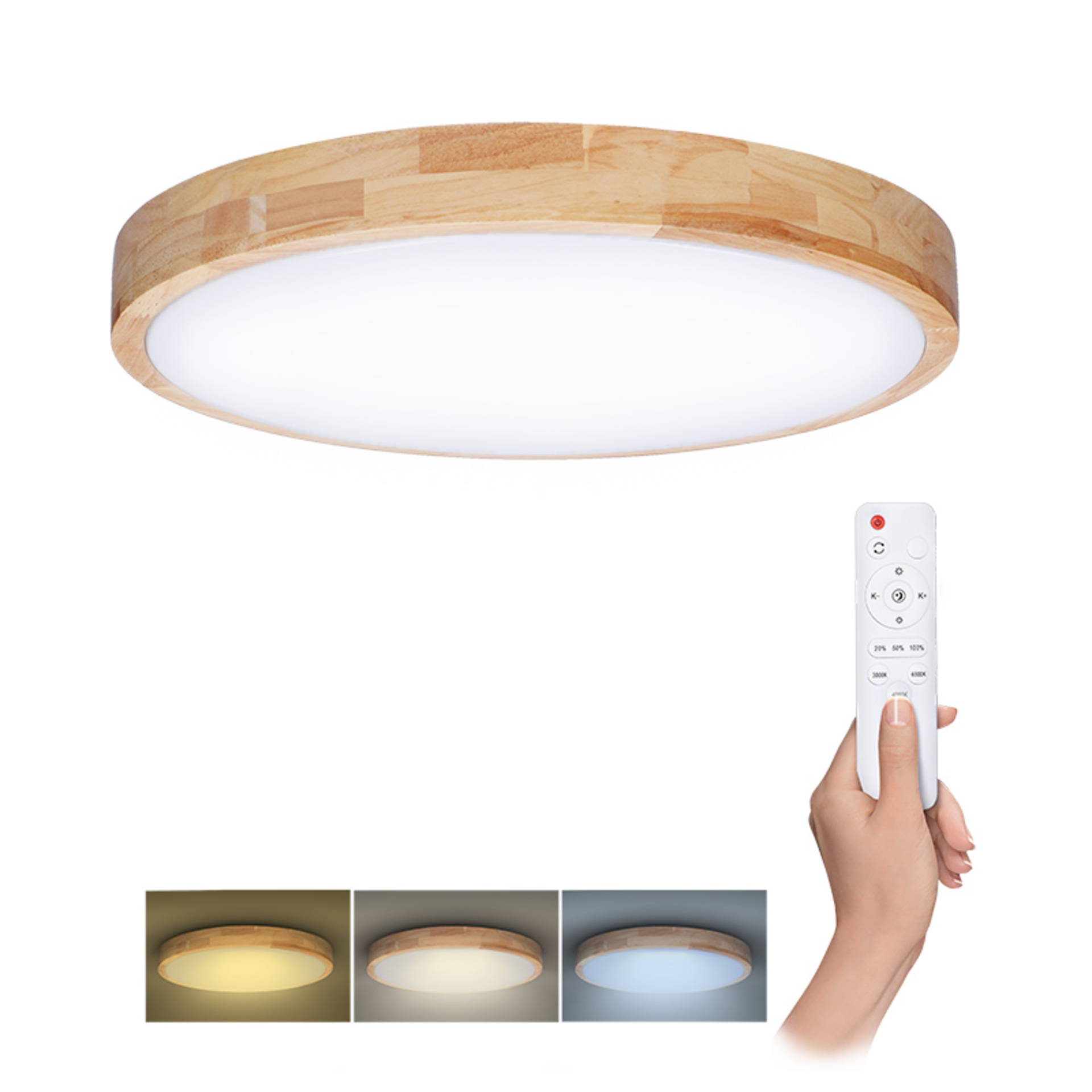 Solight LED osvětlení s dálkovým ovladačem Solid Oak, 48W, 3360lm, 39cm, změna chromatičnosti, stmívatelné WO8009