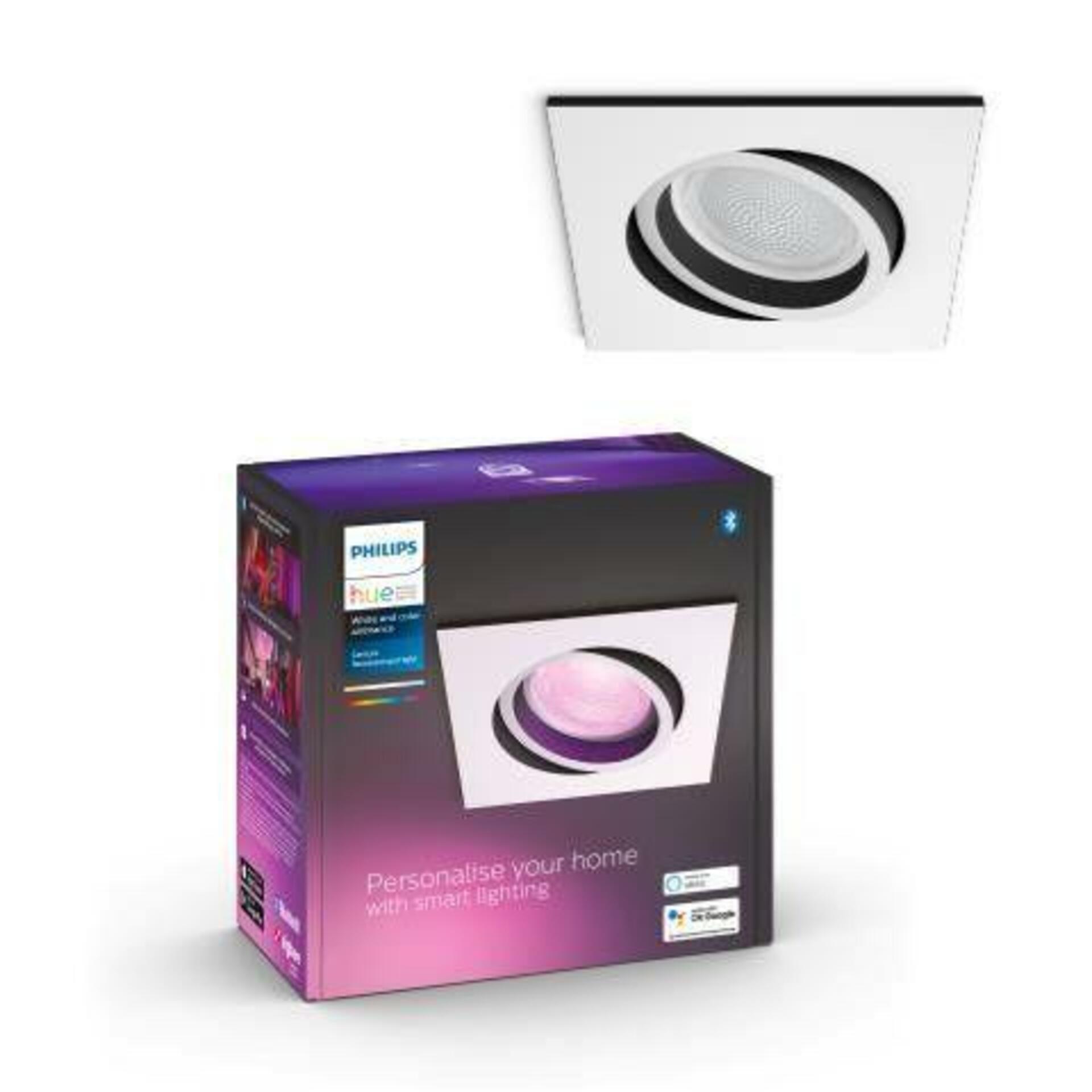 PHILIPS HUE Hue Bluetooth White and Color Ambiance zápustné svítidlo Philips Centura 8719514338920 bílé hranaté GU10 5.7W