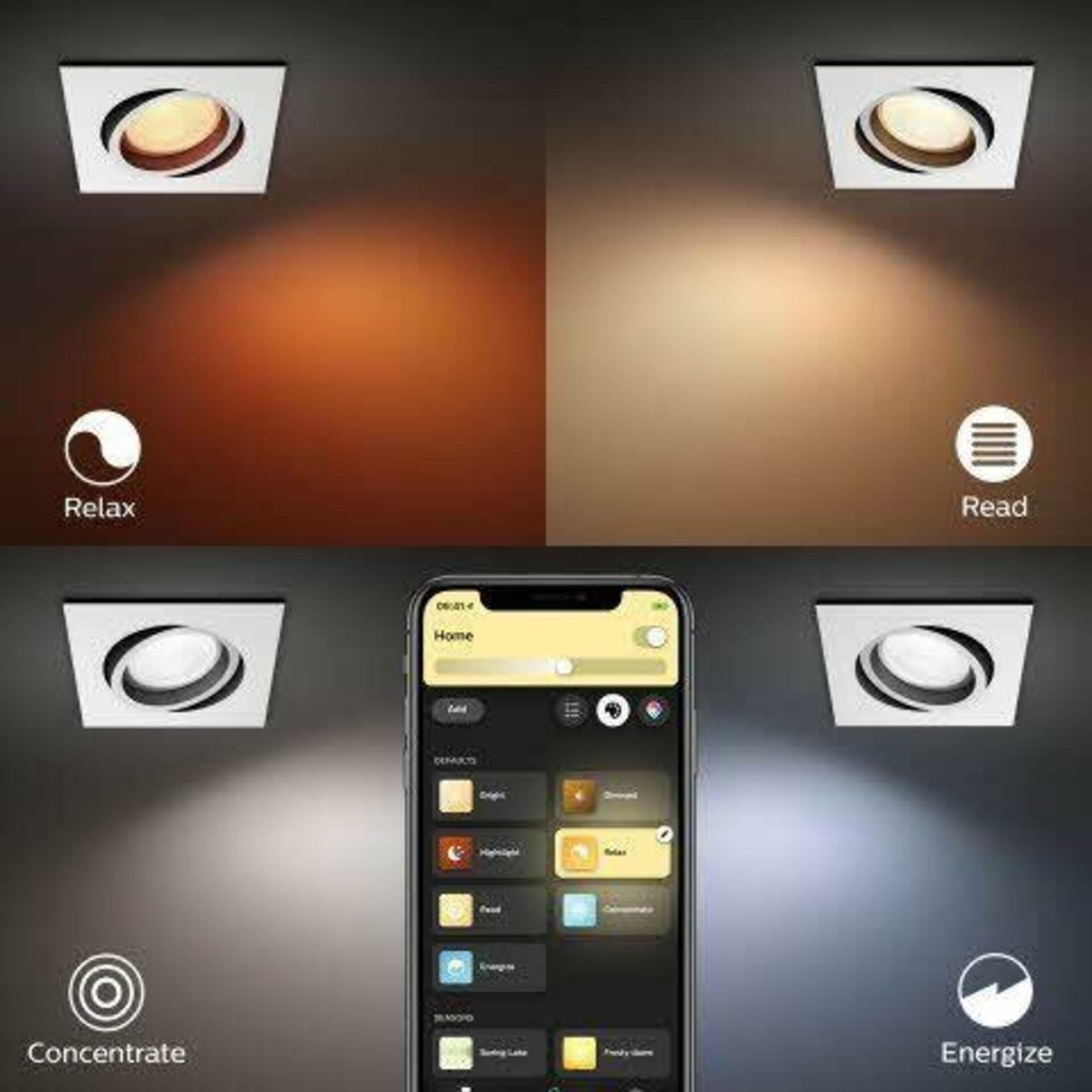 PHILIPS HUE Hue Bluetooth White and Color Ambiance zápustné svítidlo Philips Centura 8719514338920 bílé hranaté GU10 5.7W