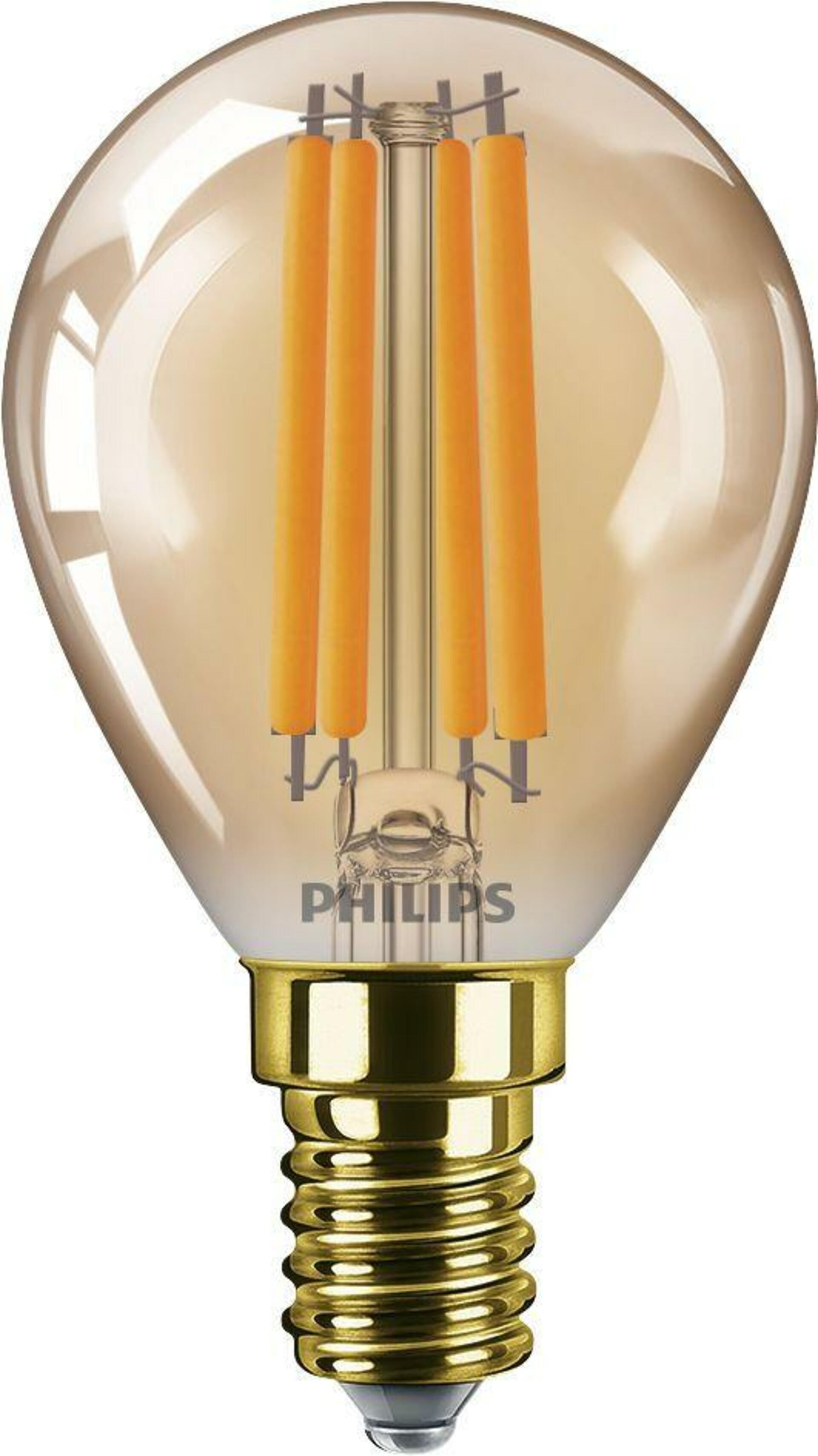 Philips LED filament žárovka E14 P45 6W (40W) 470lm 1800K nestmívatelná, jantarová