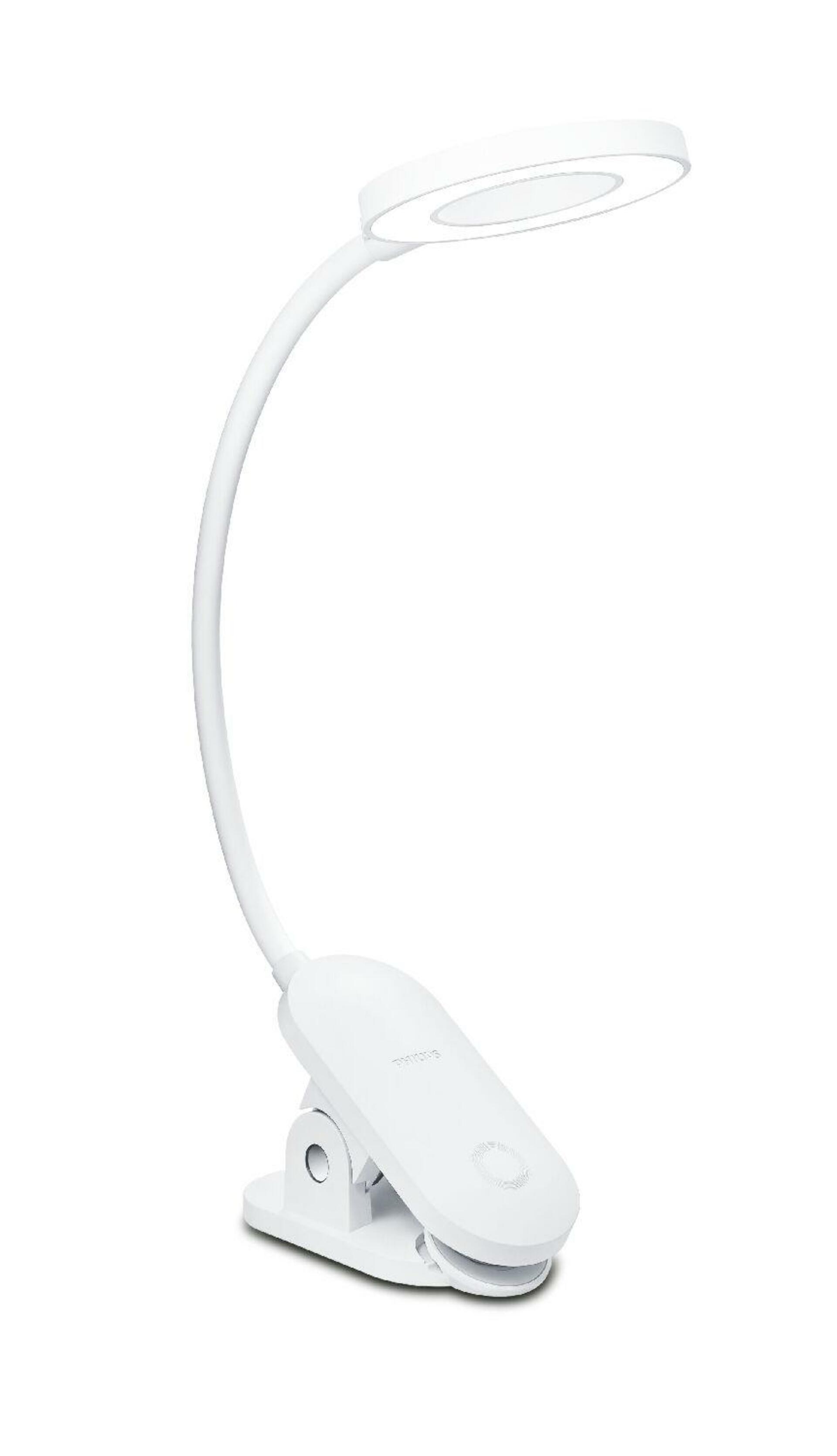 Philips FORYS stolní lampička s klipem LED 5W 200lm 4000K 36cm IP20, bílá