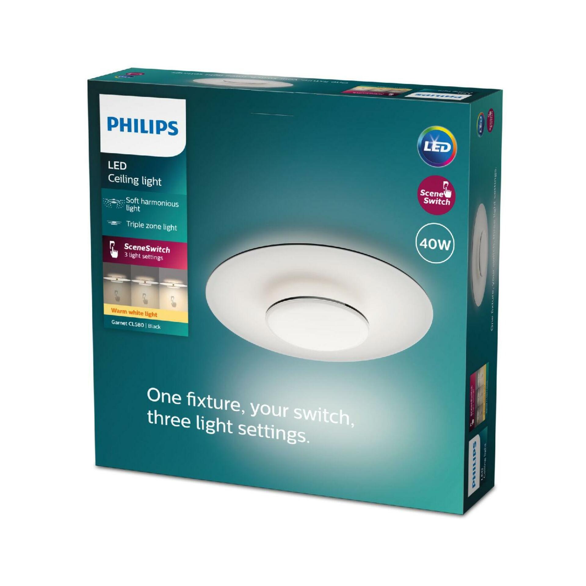 Philips GARNET CL580 stropní svítidlo LED 40W 4200lm 2700K 50cm IP20, černé