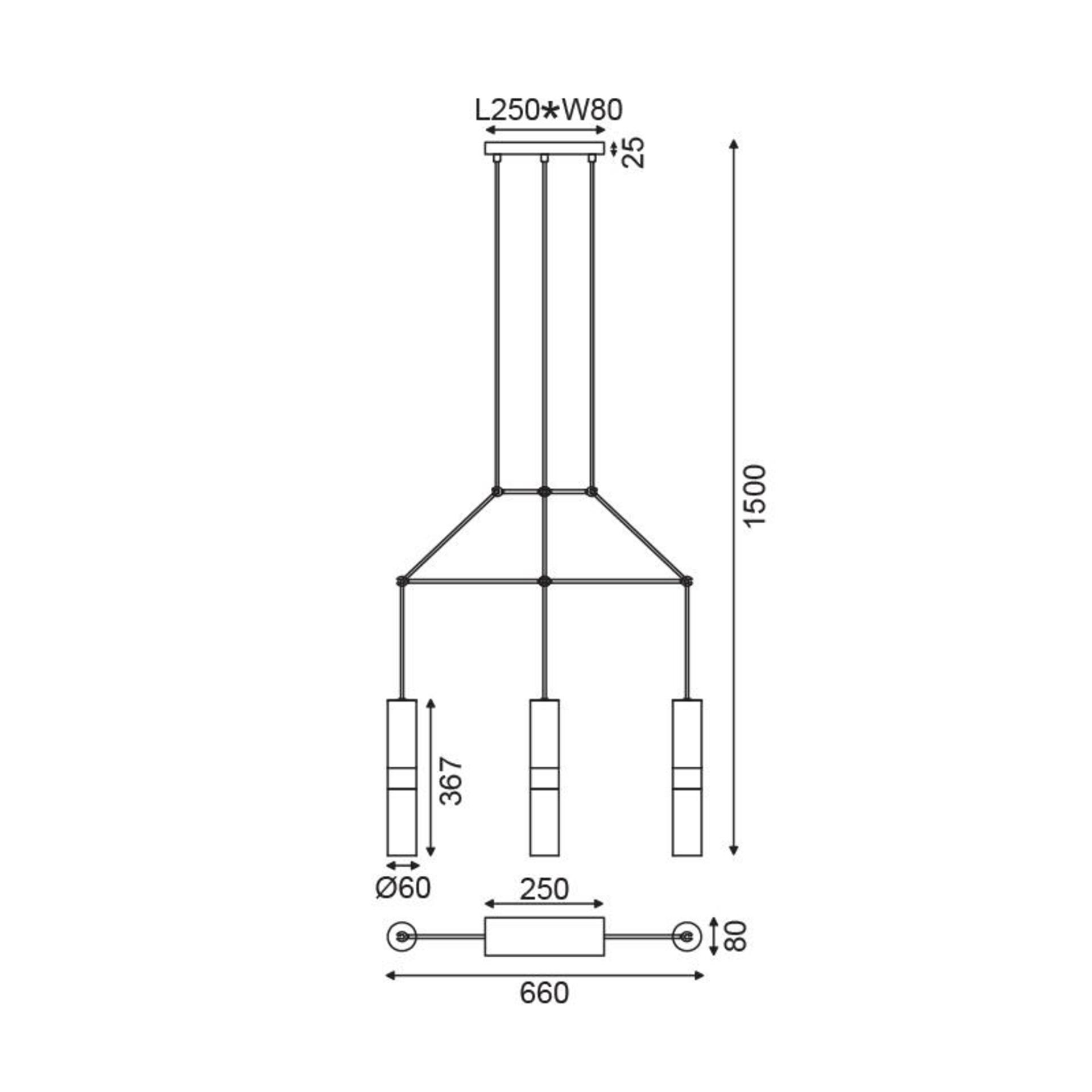 ACA Lighting závěsné svítidlo 3XGU10 mosaz kov 66X8XH150CM DA VINCI HM853P66BR