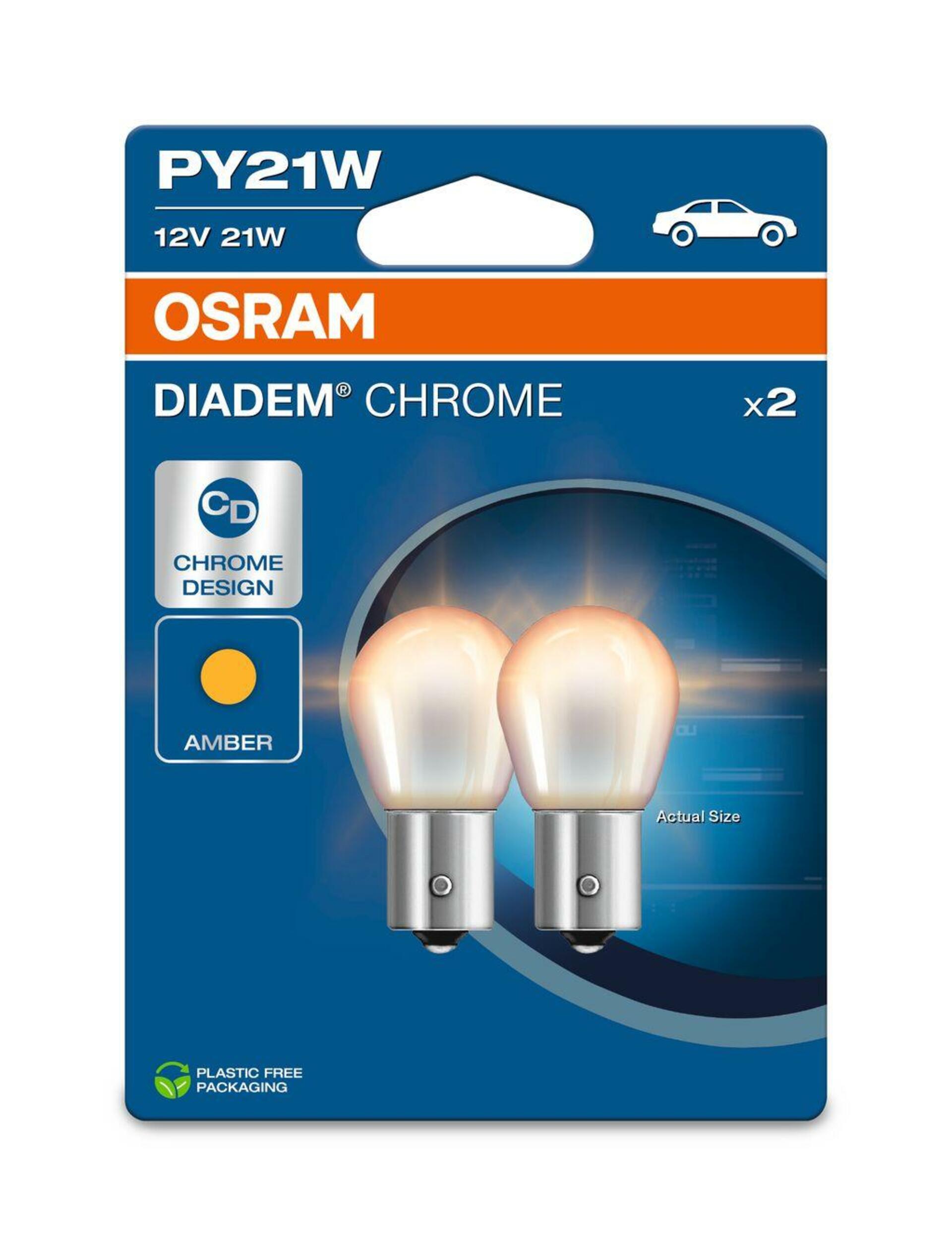 OSRAM PY21W 12V 21W BAU15s Diadem Chrome NextGen. 2ks blistr 7507DC-2BL