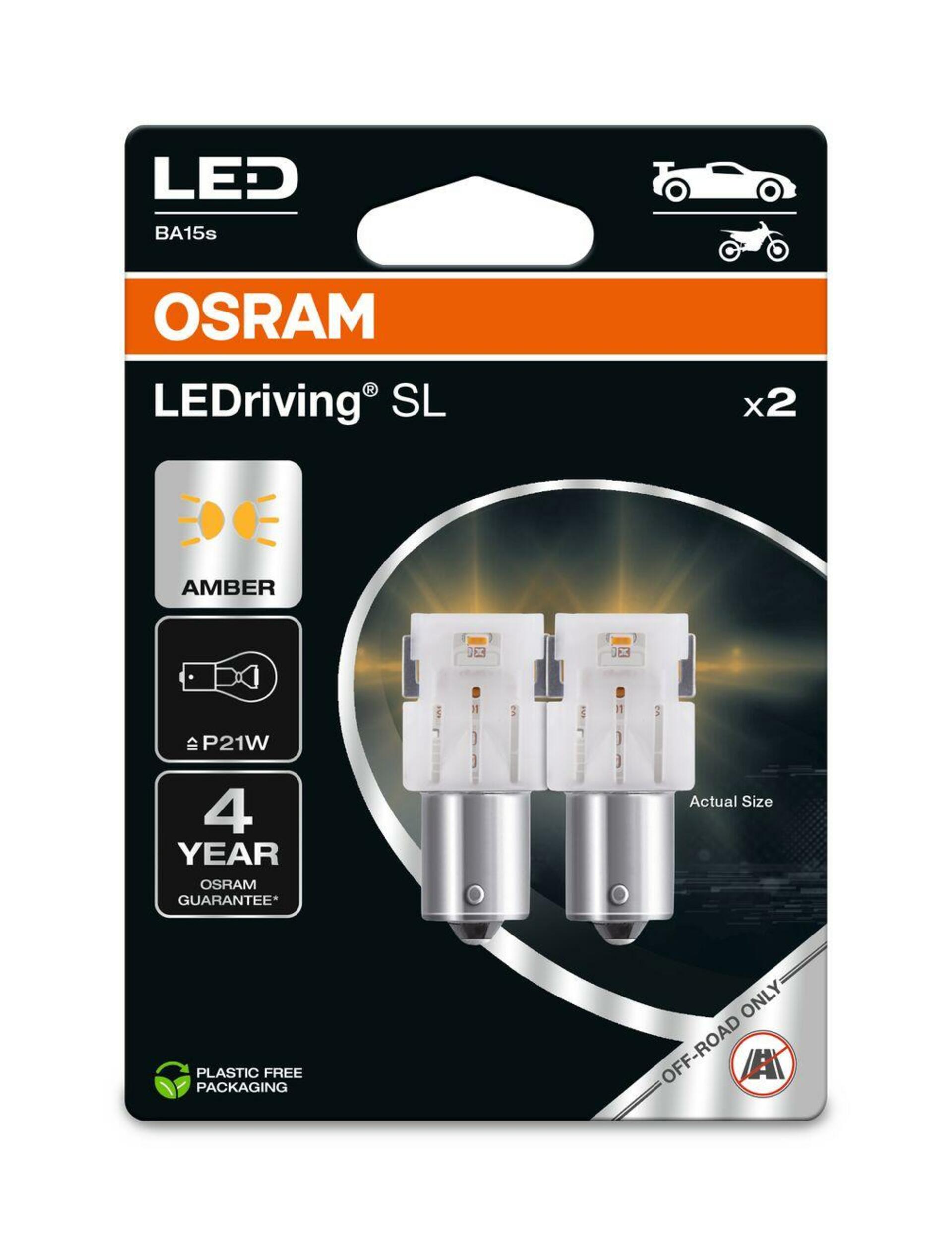 OSRAM LED P21W LEDriving SL Amber 12V blistr 2ks 7506DYP-2BL