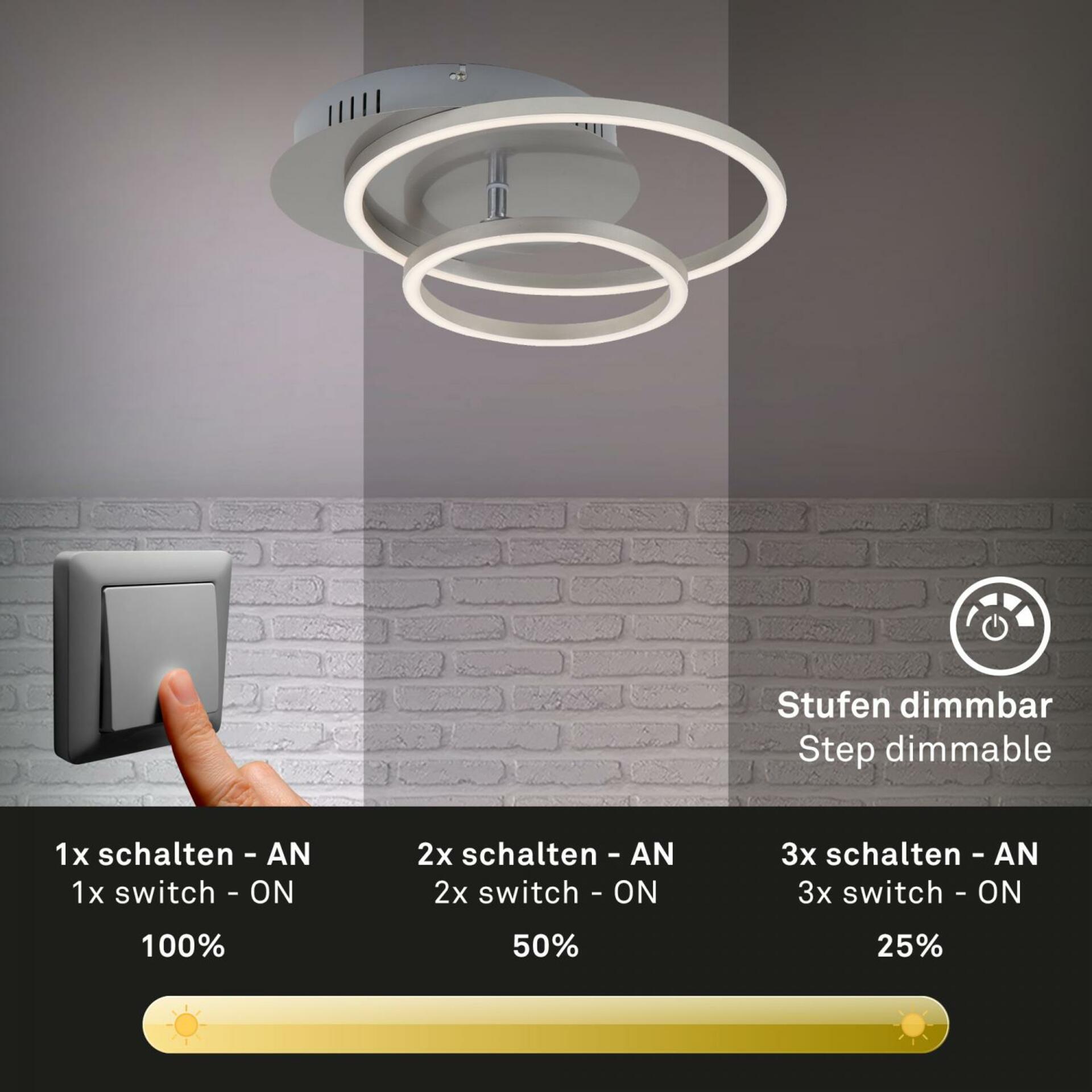 BRILONER LED stropní svítidlo, 39 cm, 30 W, matný nikl BRI 3222-012