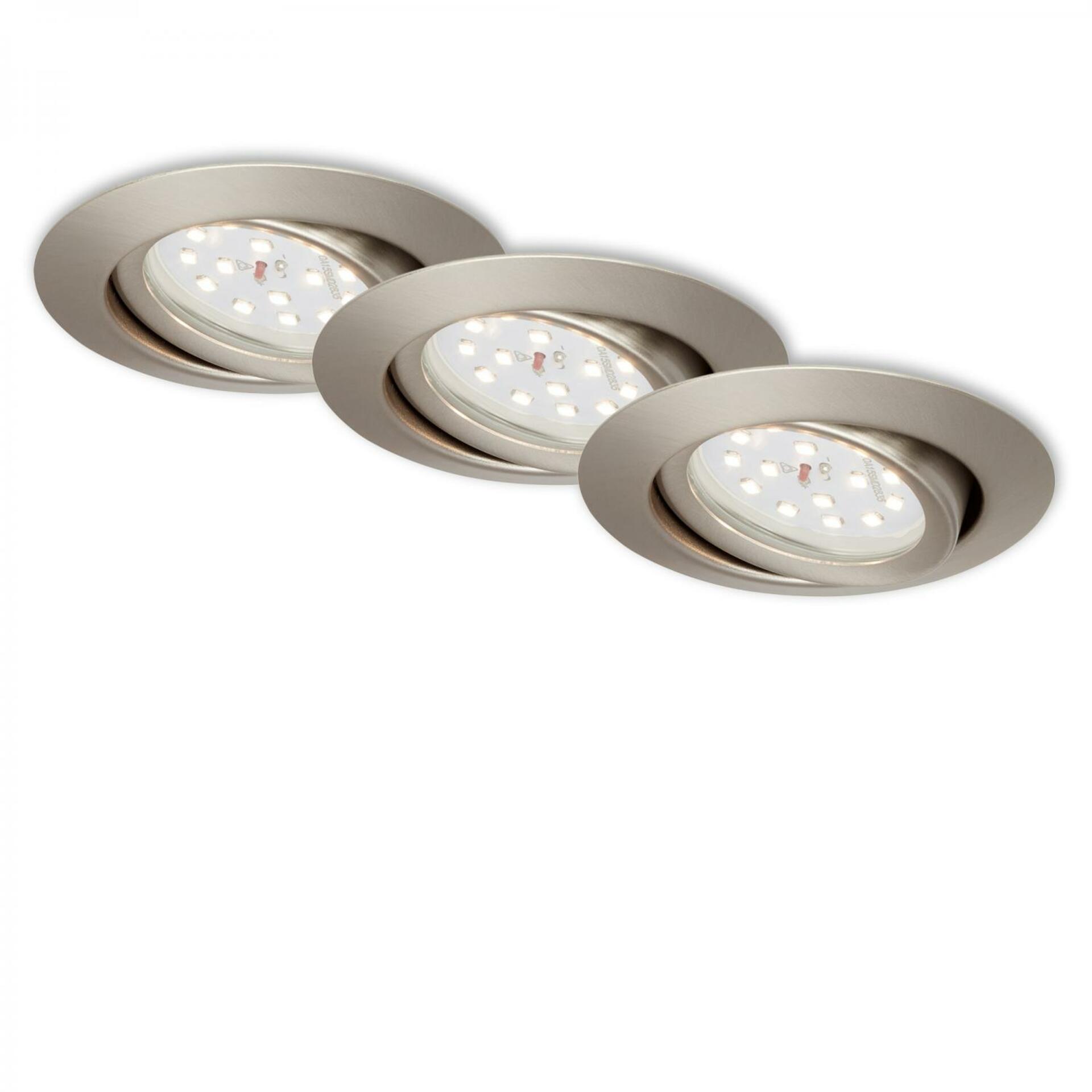 BRILONER 3ks sada LED vestavné svítidlo, pr. 8,2 cm, 3,5 W, matný nikl BRI 7172-032