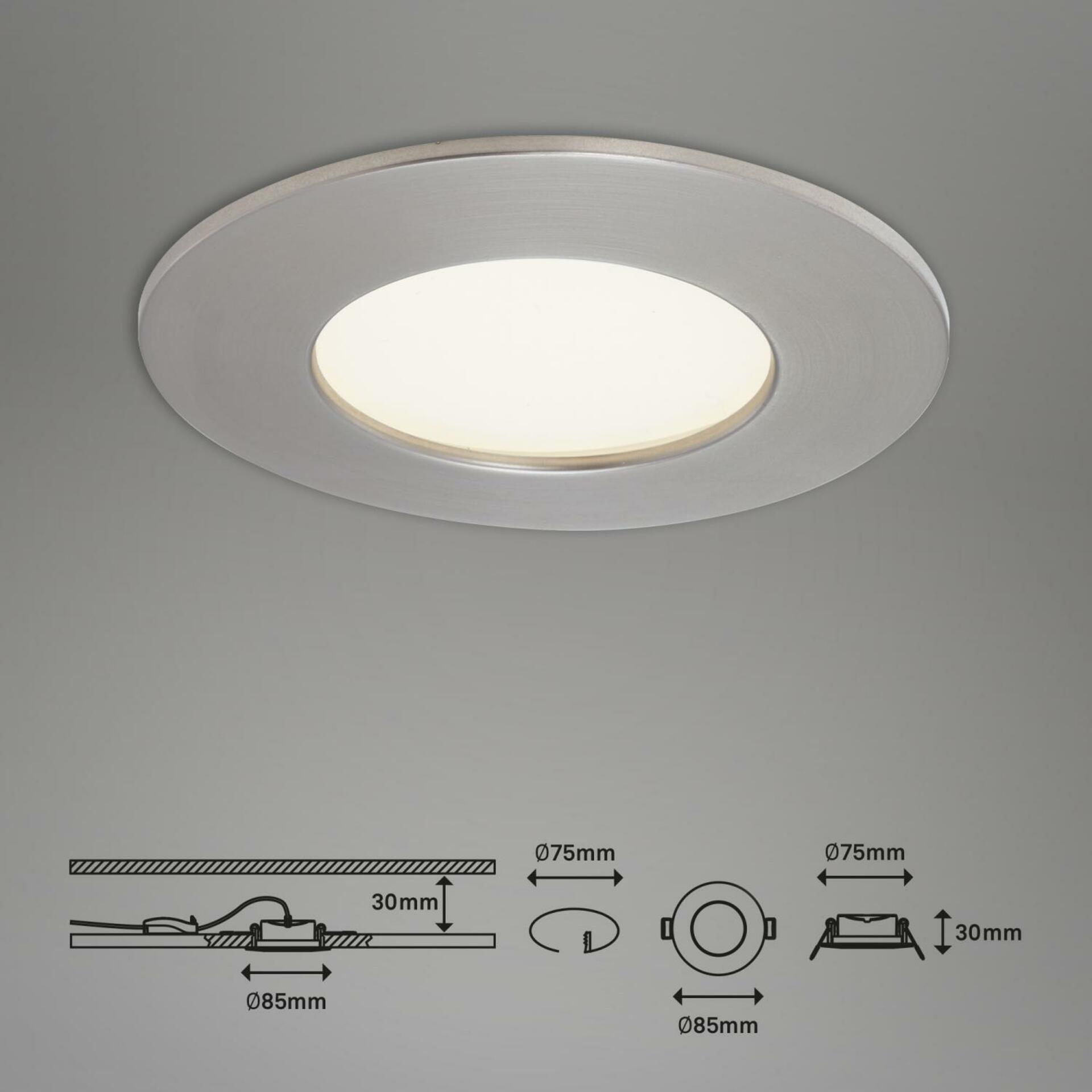 BRILONER 3ks sada LED vestavné svítidlo, pr. 8,5 cm, 4,8 W, matný nikl IP44 BRI 7282-032