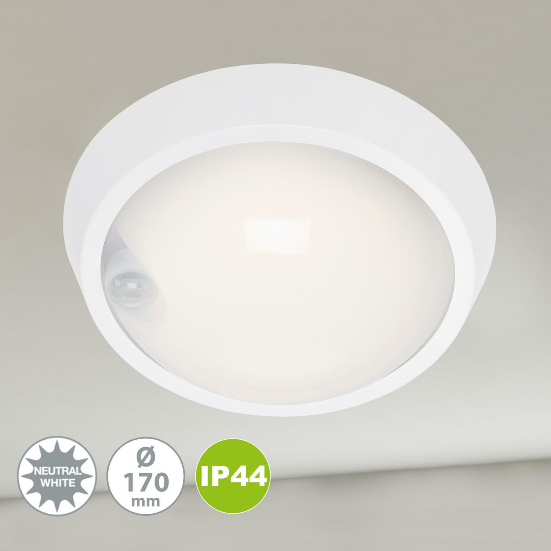 BRILONER LED venkovní svítidlo s čidlem, pr. 17 cm, 12 W, bílé IP44 BRILO 3352-016