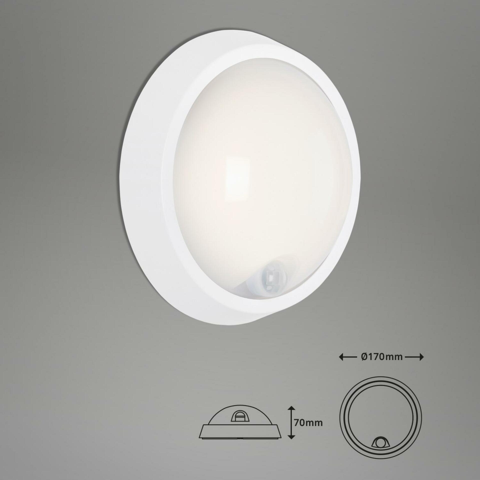 BRILONER LED venkovní svítidlo s čidlem, pr. 17 cm, 12 W, bílé IP44 BRILO 3352-016