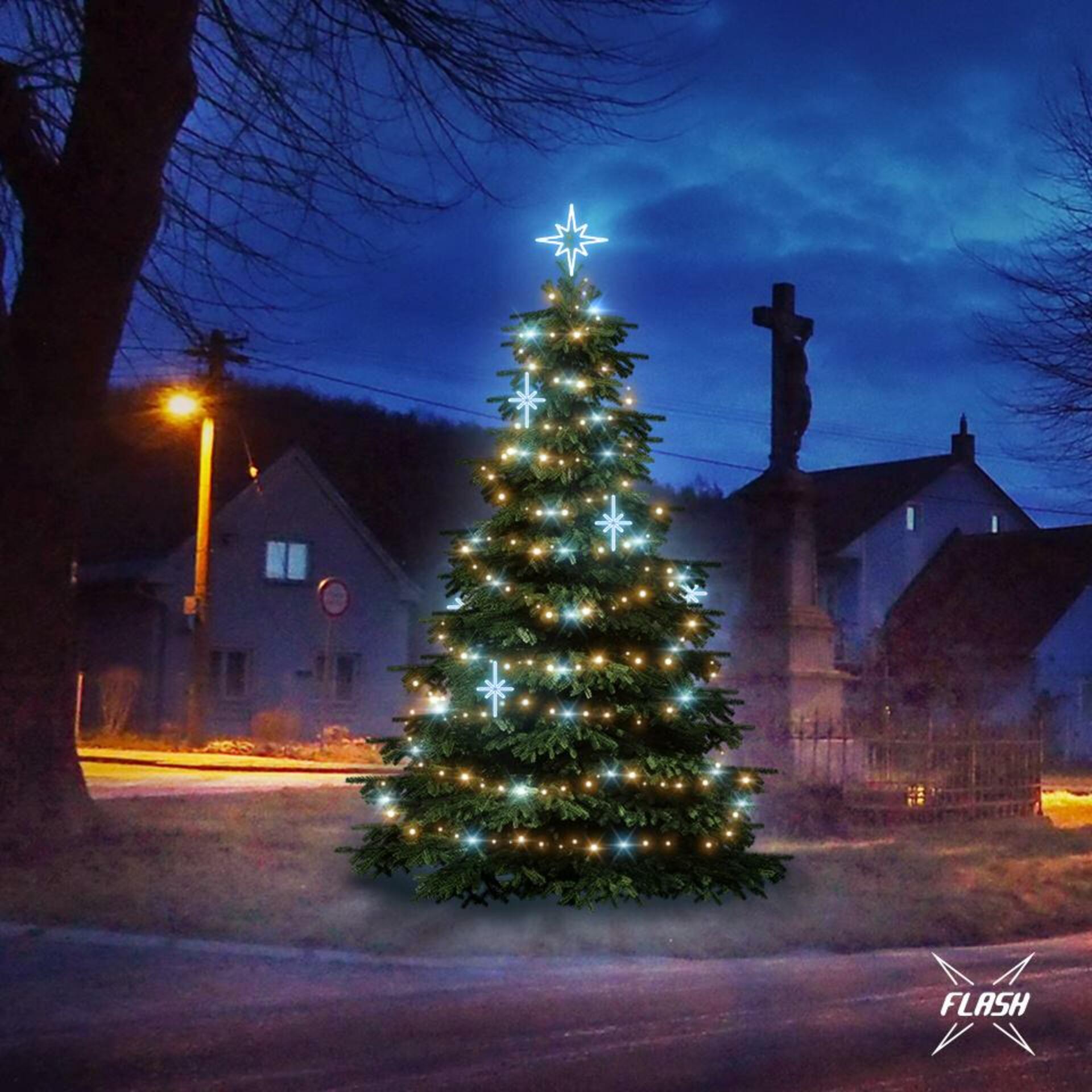 DecoLED LED světelná sada na stromy vysoké 3-5m, teplá bílá s Flash, ledové dekory EFD15S1