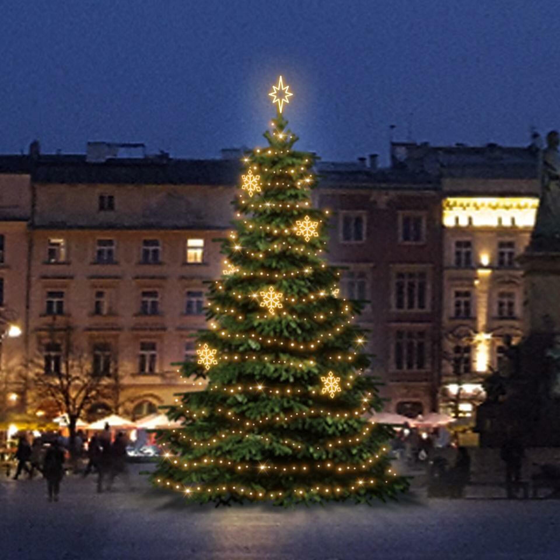 DecoLED LED světelná sada na stromy vysoké 9-11m, teplá bílá s dekory EFD05W