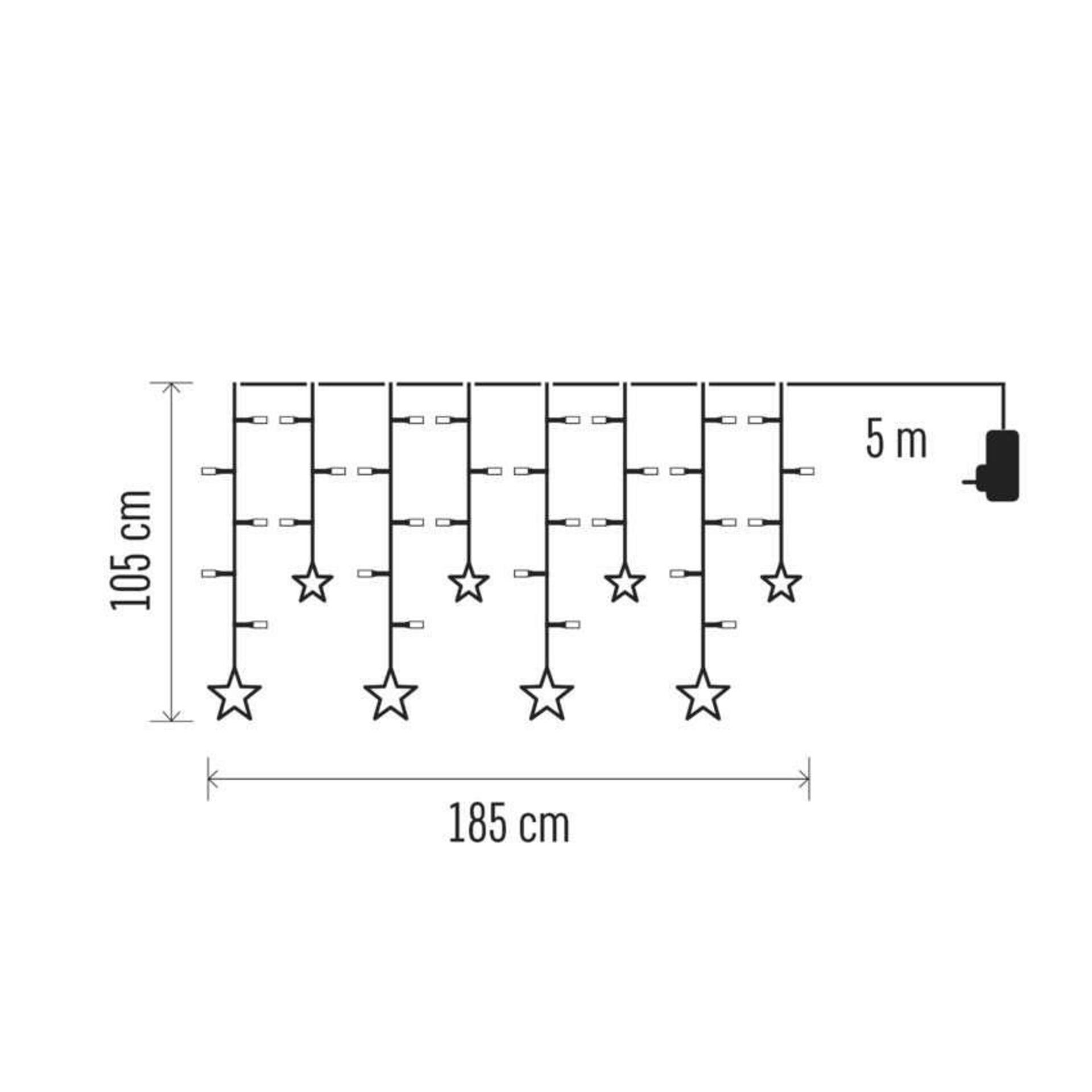 EMOS LED vánoční závěs - hvězdy, 185x105 cm, vnitřní, teplá bílá DCGW12