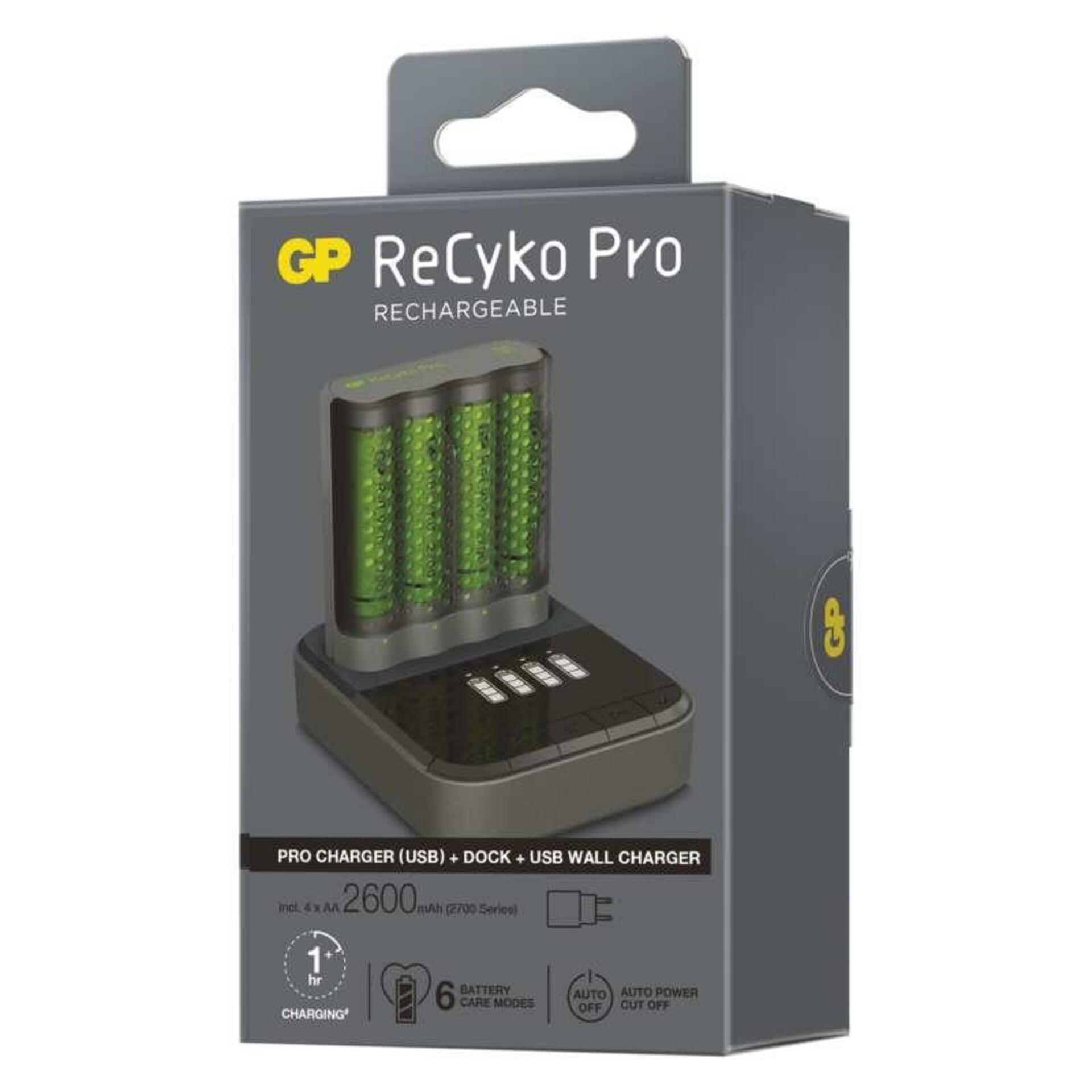 EMOS Nabíječka baterií GP Pro P461 + 4× AA ReCyko 2700 + DOCK B54467D