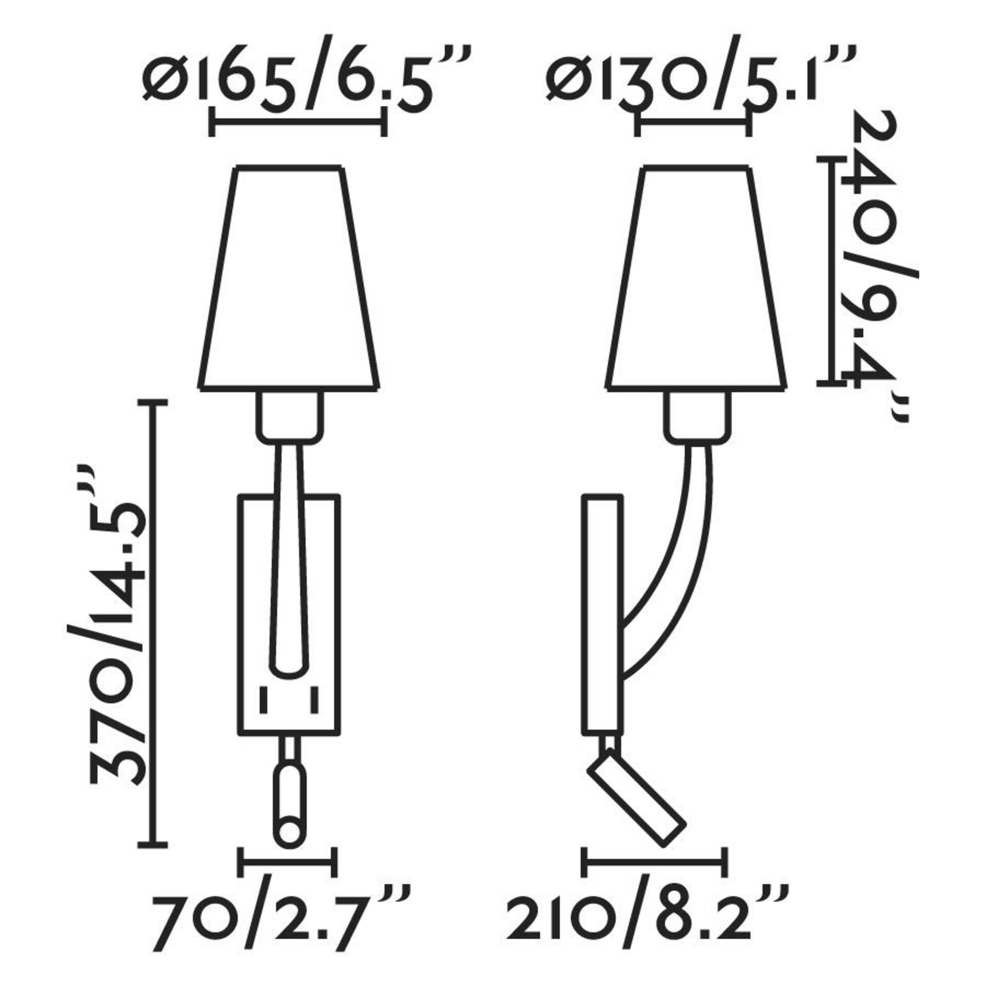 FARO REM nástěnná lampa, starozlatá/bílá, se čtecí lampičkou