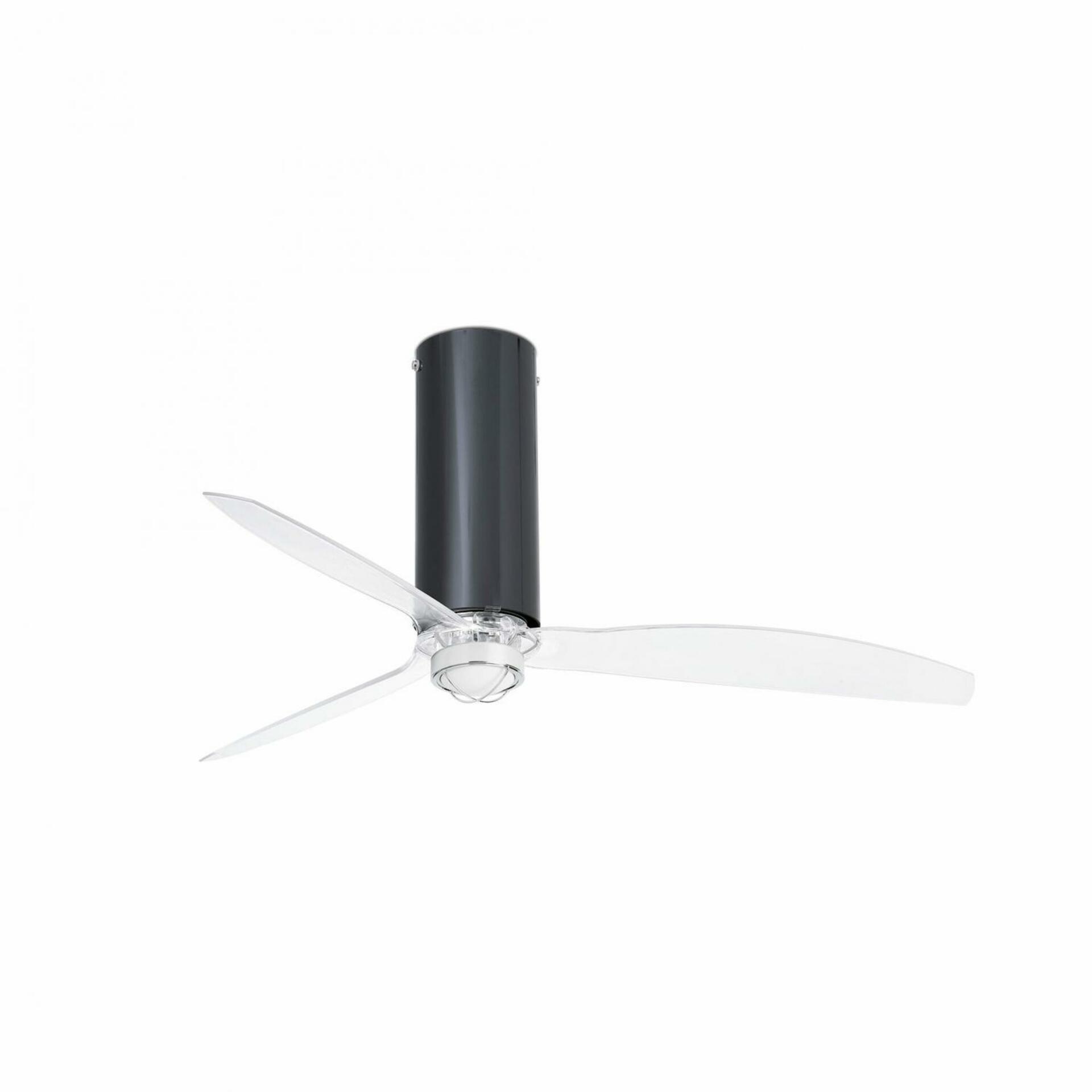 FARO TUBE FAN M LED, černá/transparentní, stropní LED ventilátor s DC motorem SMART