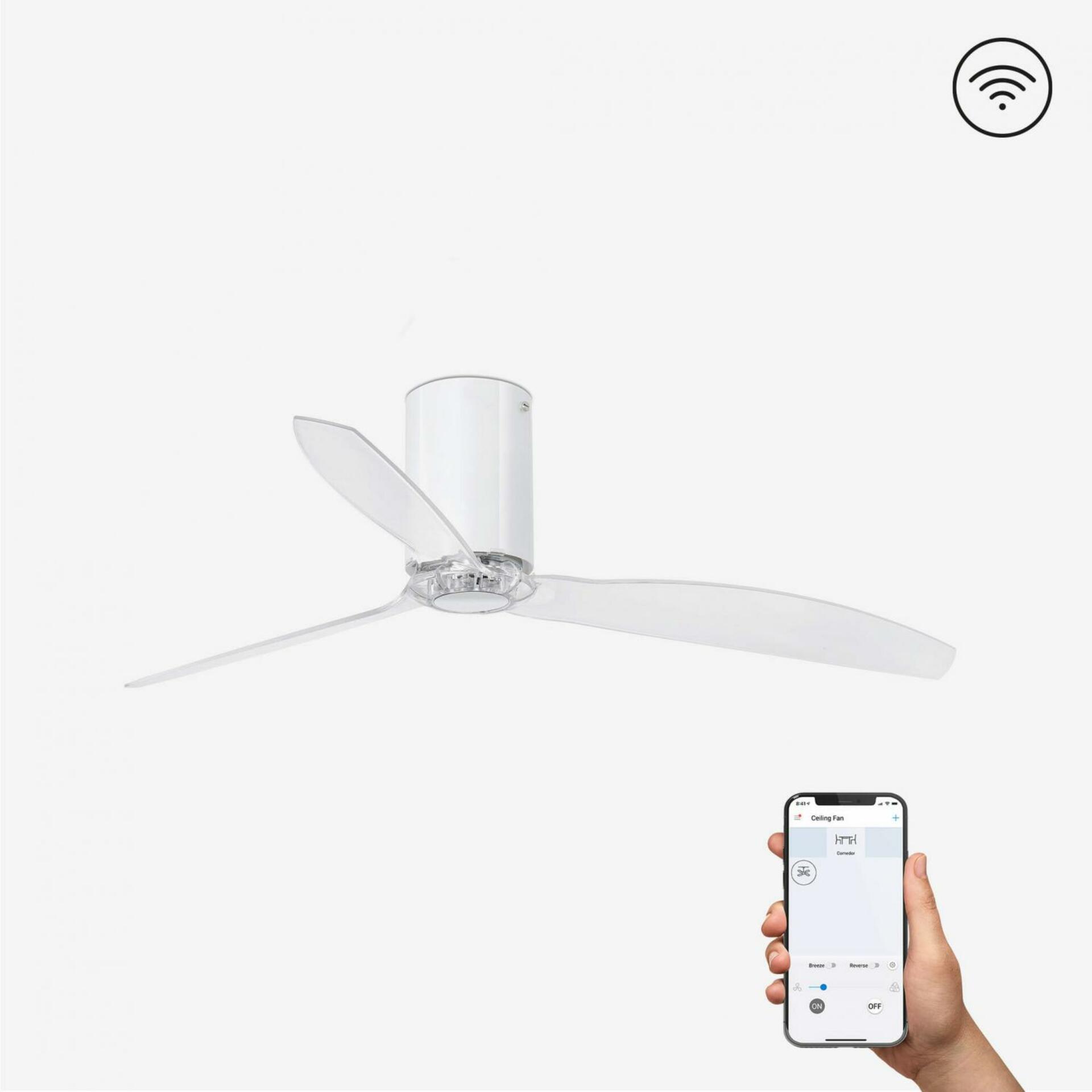 FARO MINI TUBE FAN, bílá/transparentní, stropní ventilátor s DC motorem SMART