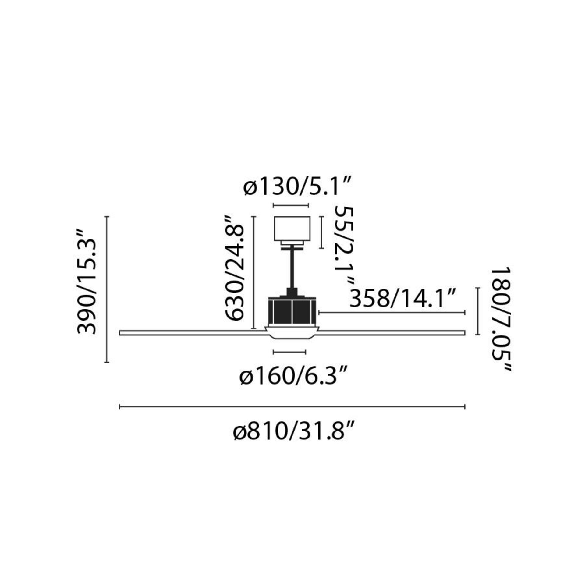 FARO JUST FAN XS LED, černá, stropní ventilátor s DC motorem 81cm