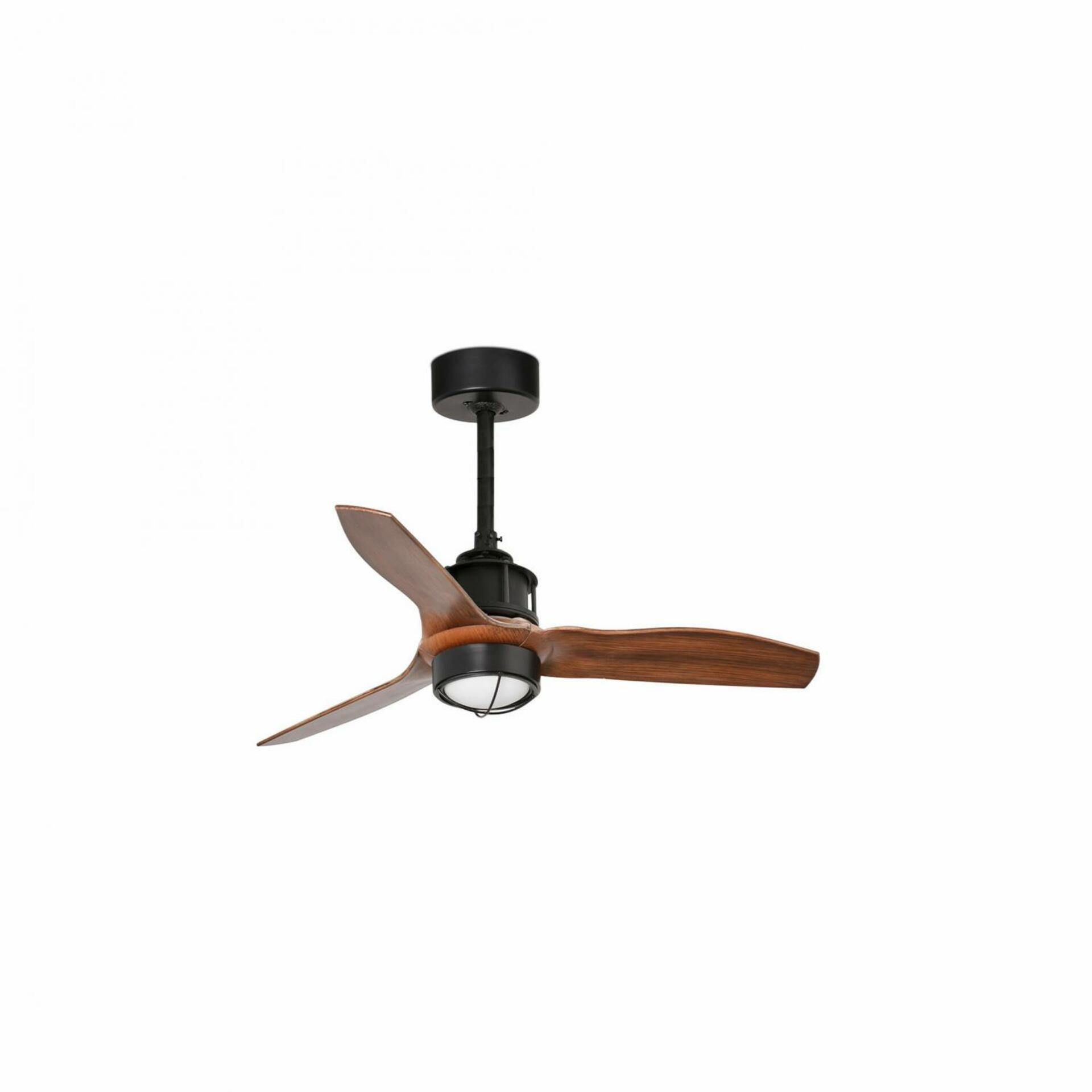 FARO JUST FAN XS LED, černá/dřevo, stropní ventilátor 81cm SMART