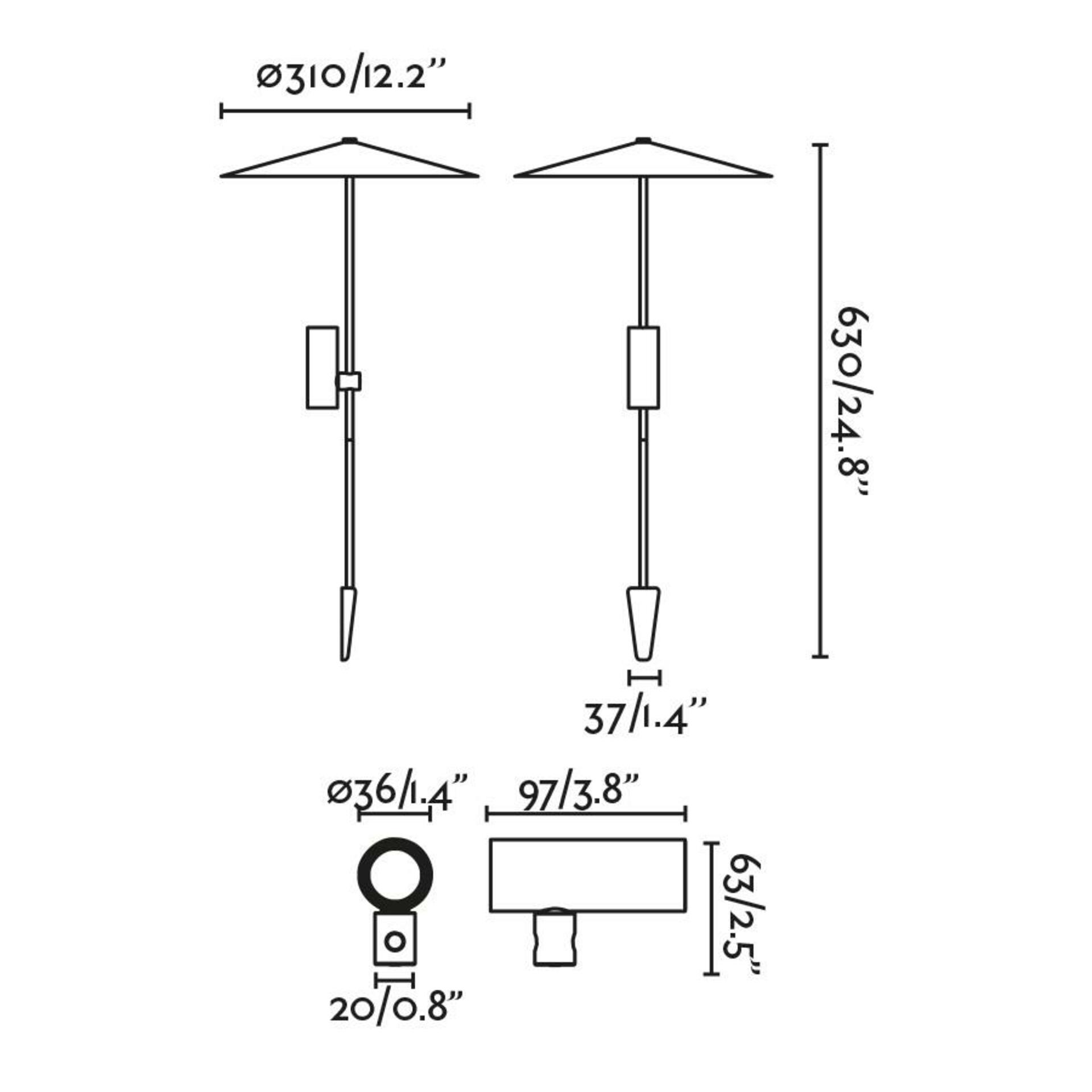 FARO CLAP 630 lampa se zápichem, černá 6W 3000K 38st. se stínítkem