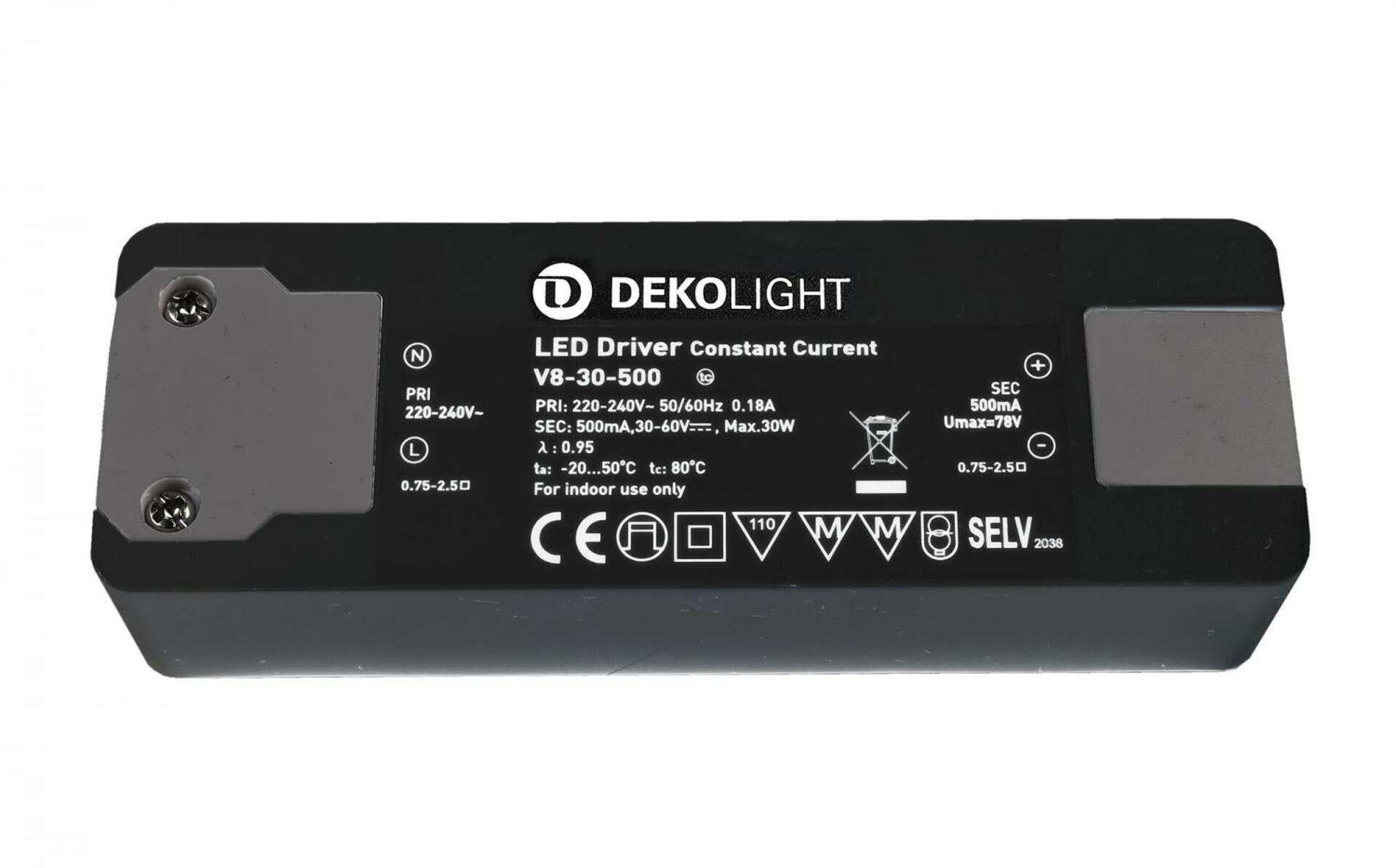 Light Impressions Deko-Light LED-napájení BASIC, CC, V8-30-500mA/30W konstantní proud 500 mA IP20 30-60V DC 15,00-30,00 W 862196