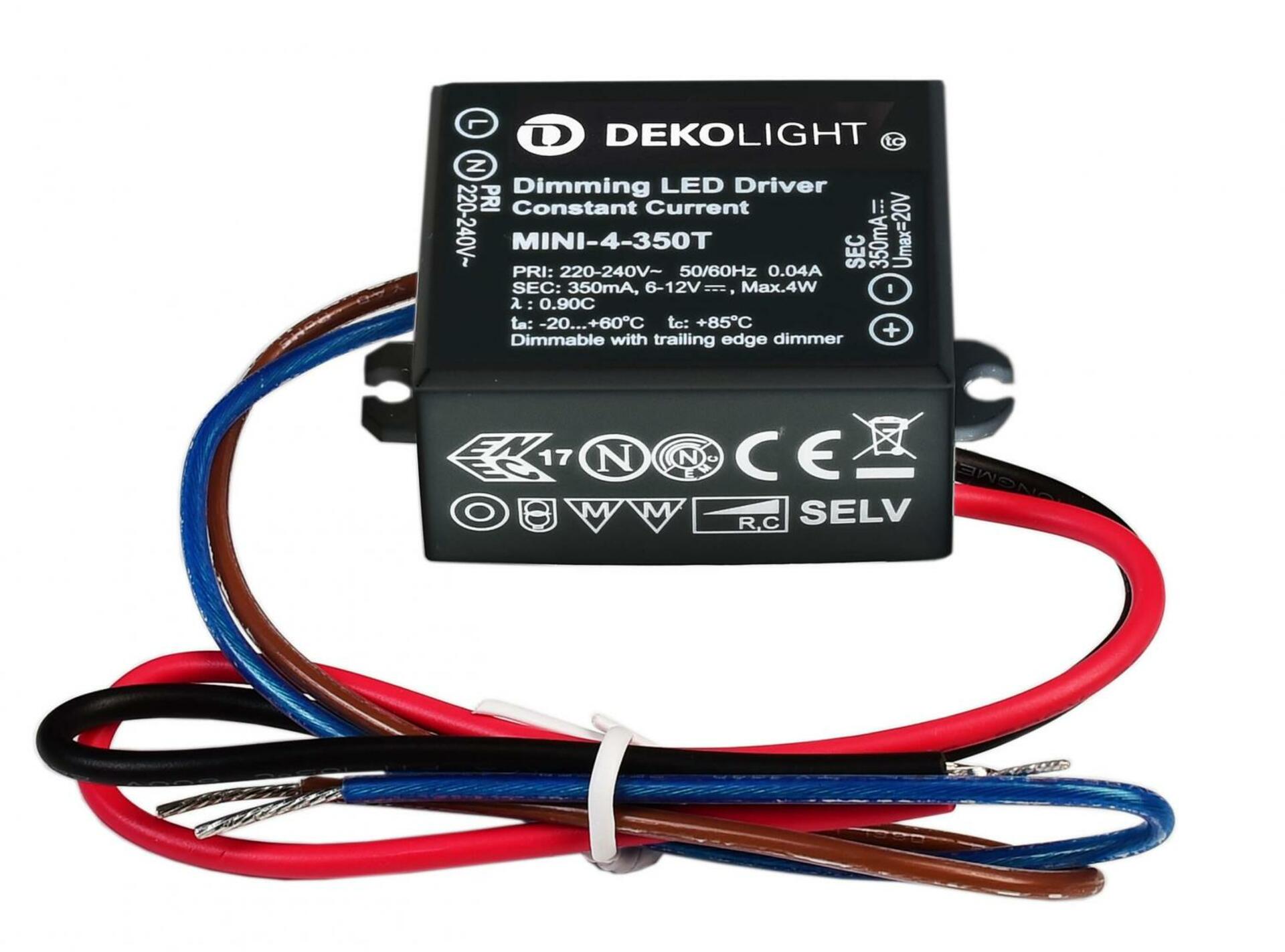 Light Impressions Deko-Light LED-napájení MINI, DIM, CC, MINI-4-350T/4W konstantní proud 350 mA IP65 stmívatelné 6-12V DC 2,10-4,00 W 872132
