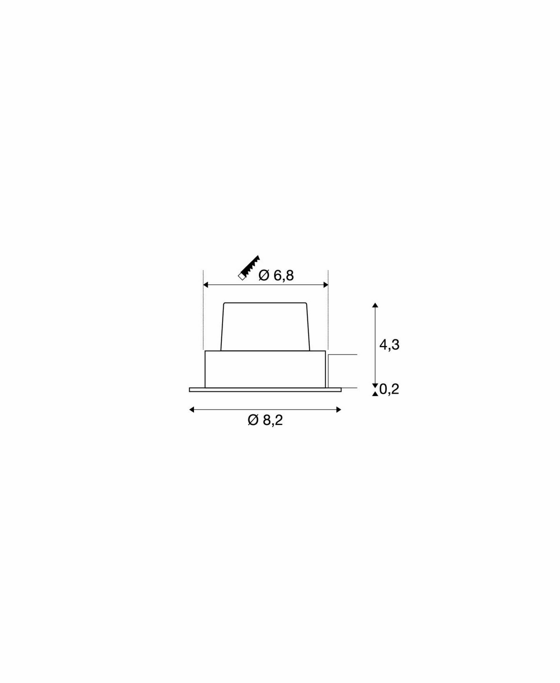 SLV BIG WHITE NEW TRIA 68 I CS Indoor, stropní vestavné LED svítidlo, hliníkové, 2700K, kruhové 1003067