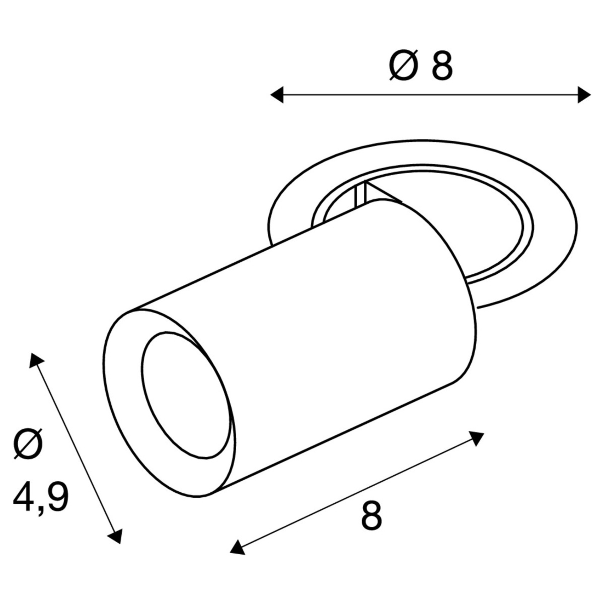 BIG WHITE (SLV) NUMINOS PROJECTOR XS stropní zápustné svítidlo, 3000 K, 55d, válcové, černé/černé 1006891