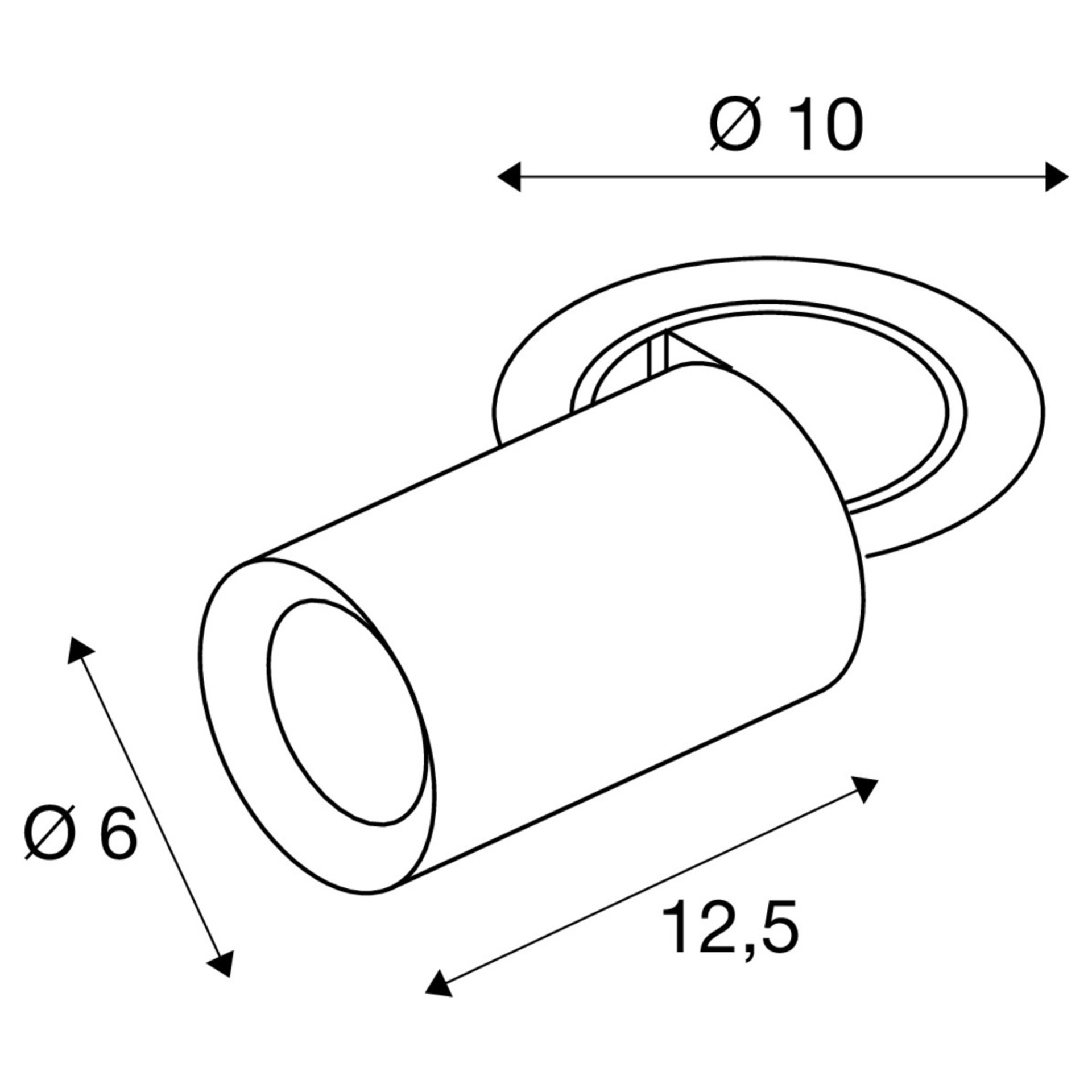 BIG WHITE (SLV) NUMINOS PROJECTOR S stropní zápustné svítidlo 2700 K, 40d, válcové, černé/černé 1006924