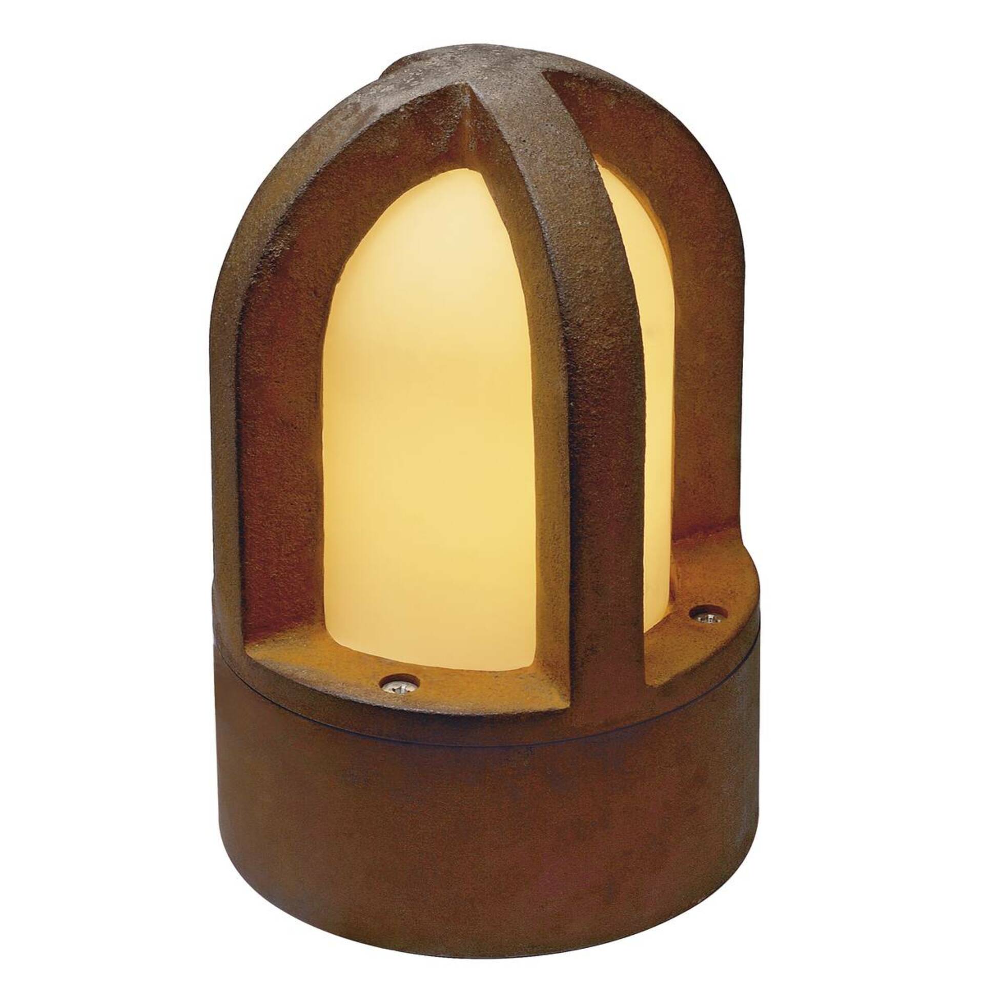 SLV BIG WHITE RUSTY CONE, venkovní stojací lampa, C35, kulatá, rezavé železo, pr./V 15/24 cm, max. 40 W, IP54 229430