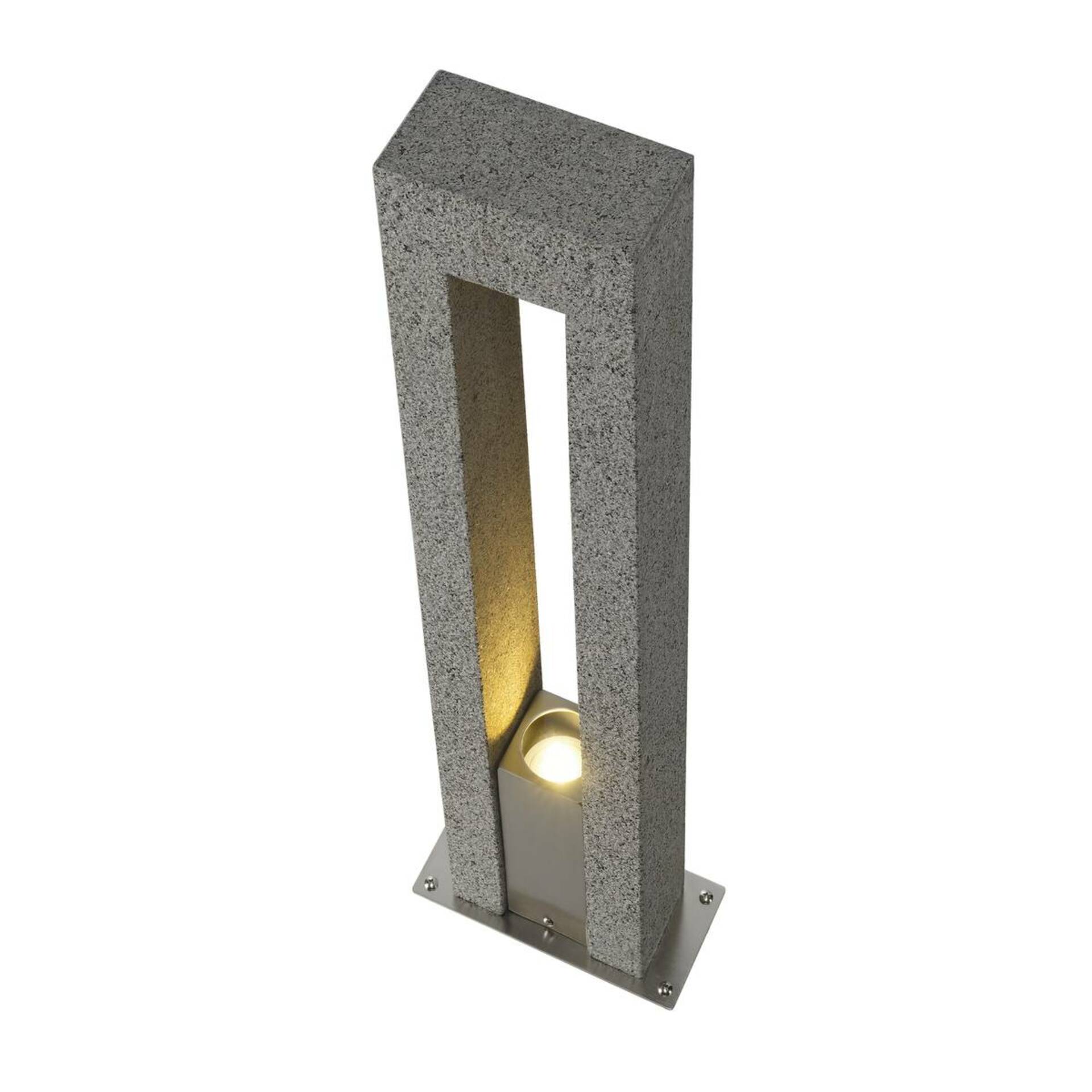 SLV BIG WHITE ARROCK ARC, venkovní stojací lampa, QPAR51, IP44, sůl a pepř, žula, max. 35 W 231420