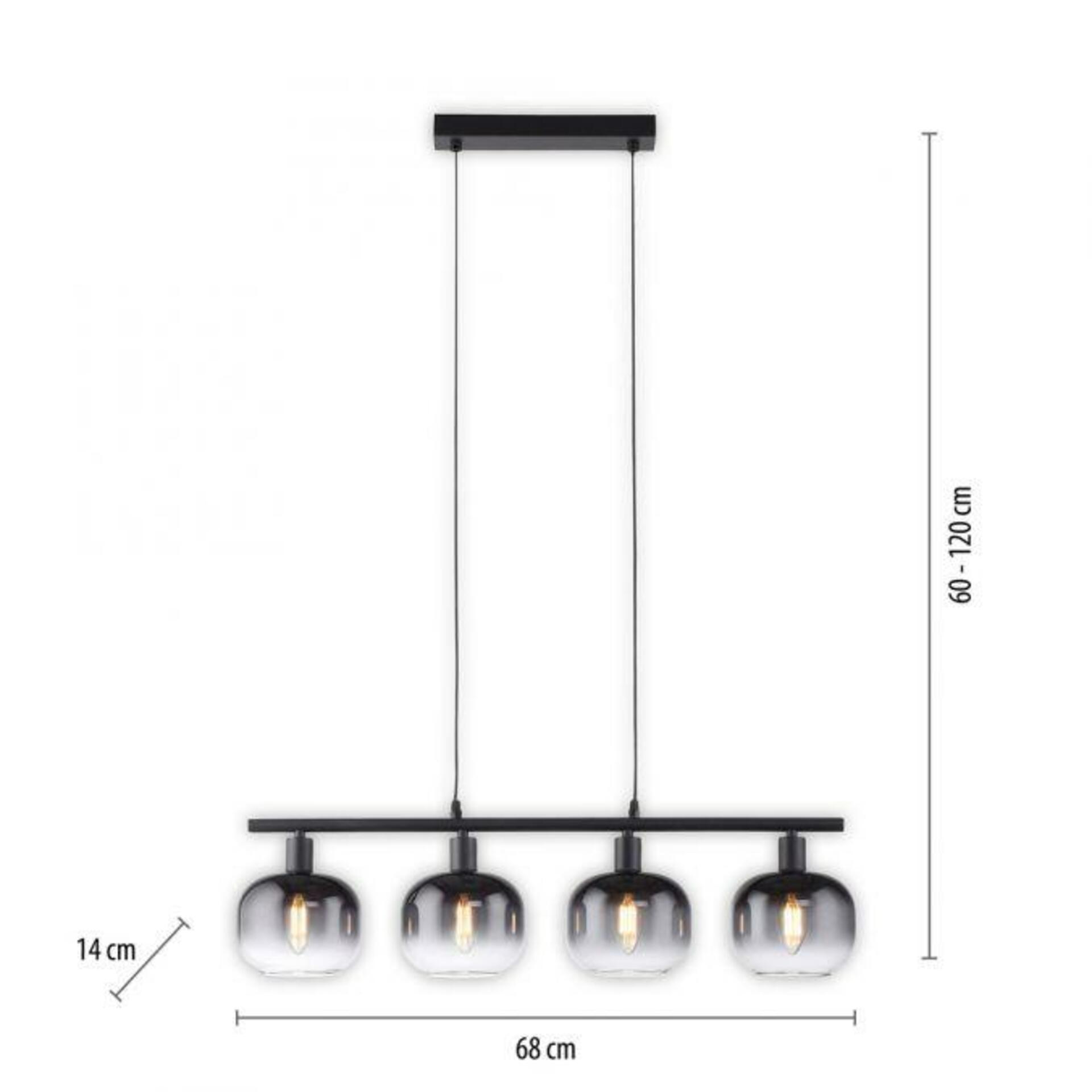 LEUCHTEN DIREKT is JUST LIGHT závěsné svítidlo 4 ramenné černé kouřové sklo moderní do interiéru LD 15421-18