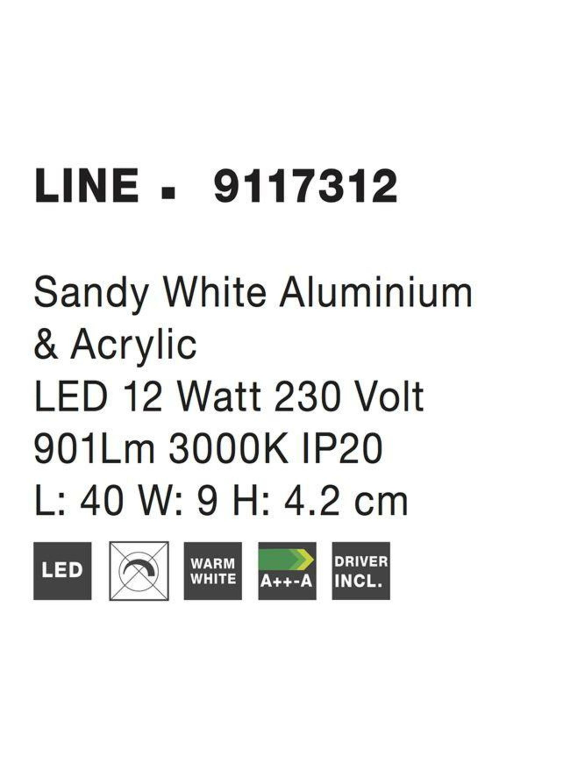 NOVA LUCE nástěnné svítidlo LINE bílý hliník a akryl LED 12W 230V 3000K IP20 9117312