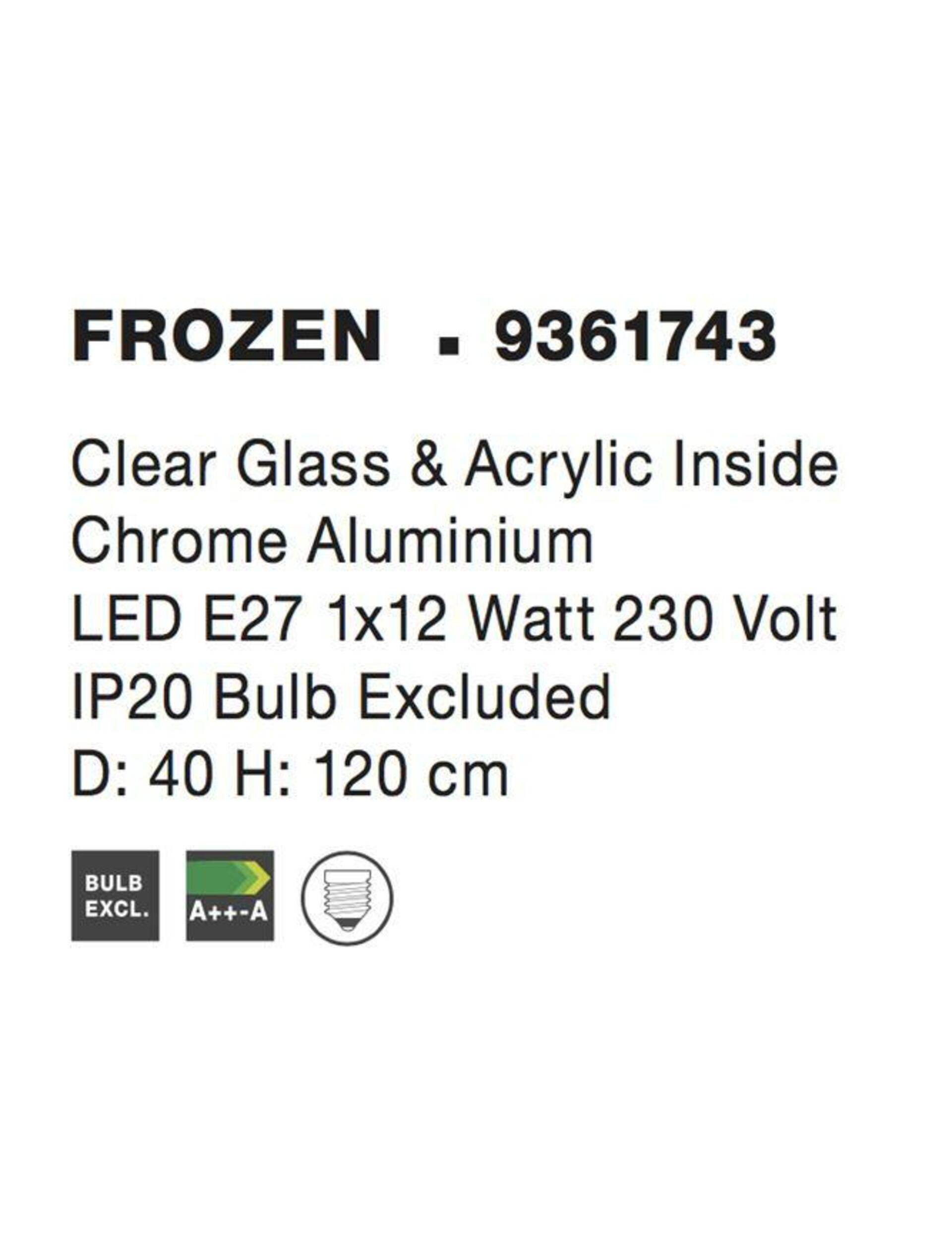 NOVA LUCE závěsné svítidlo FROZEN čiré sklo a akryl uvnitř chromovaný hliník E27 1x12W IP20 bez žárovky 9361743