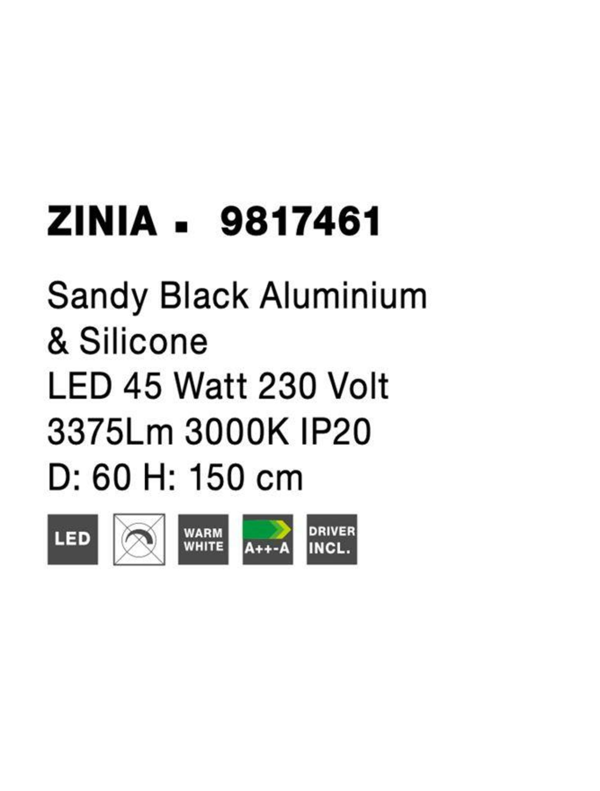 NOVA LUCE závěsné svítidlo ZINIA černý hliník a silikon LED 45W 230V 3000K IP20 9817461