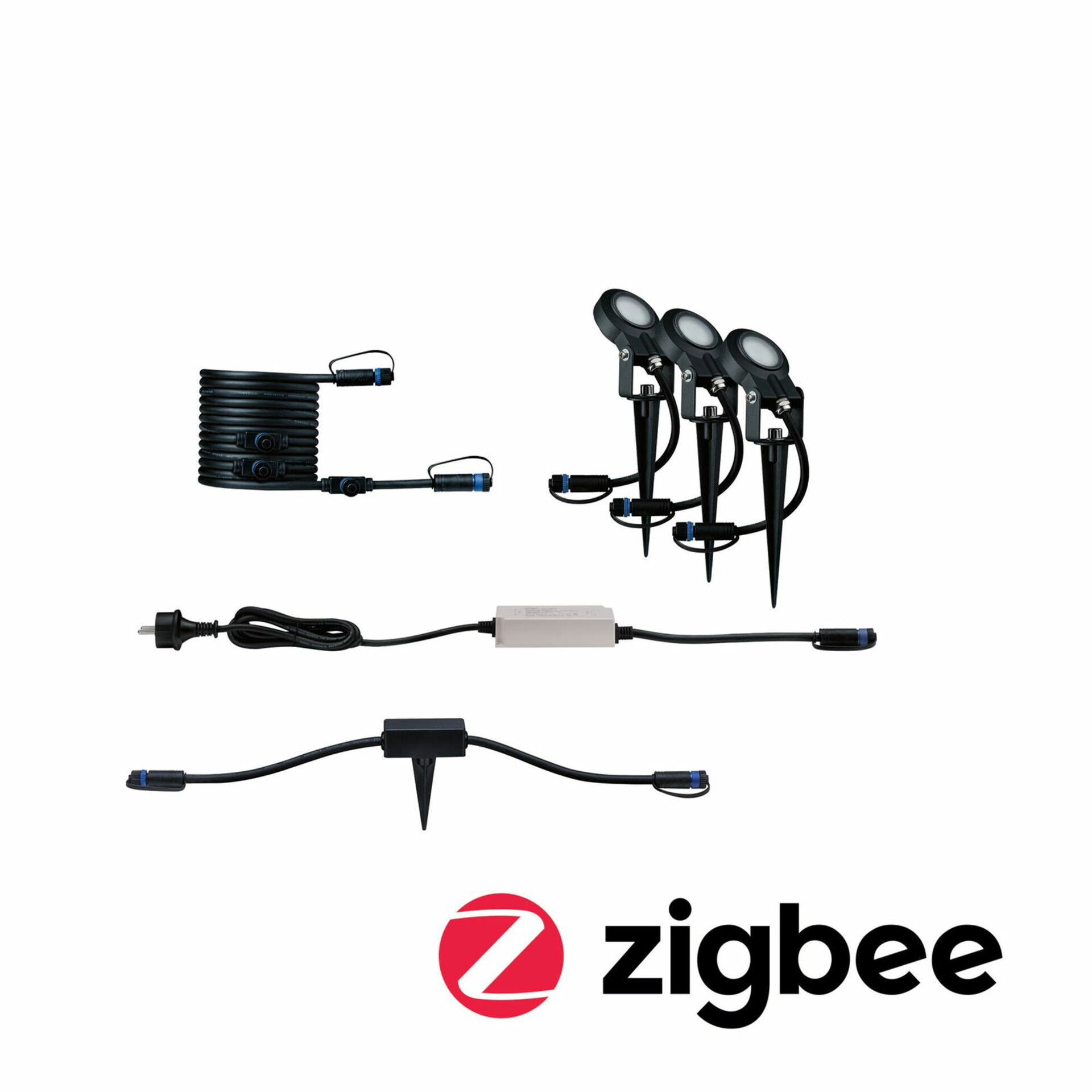 PAULMANN Plug & Shine set Smart Home Zigbee 3.0 LED bodové zahradní světlo Sting IP67 3000K 3x6W 75VA antracit