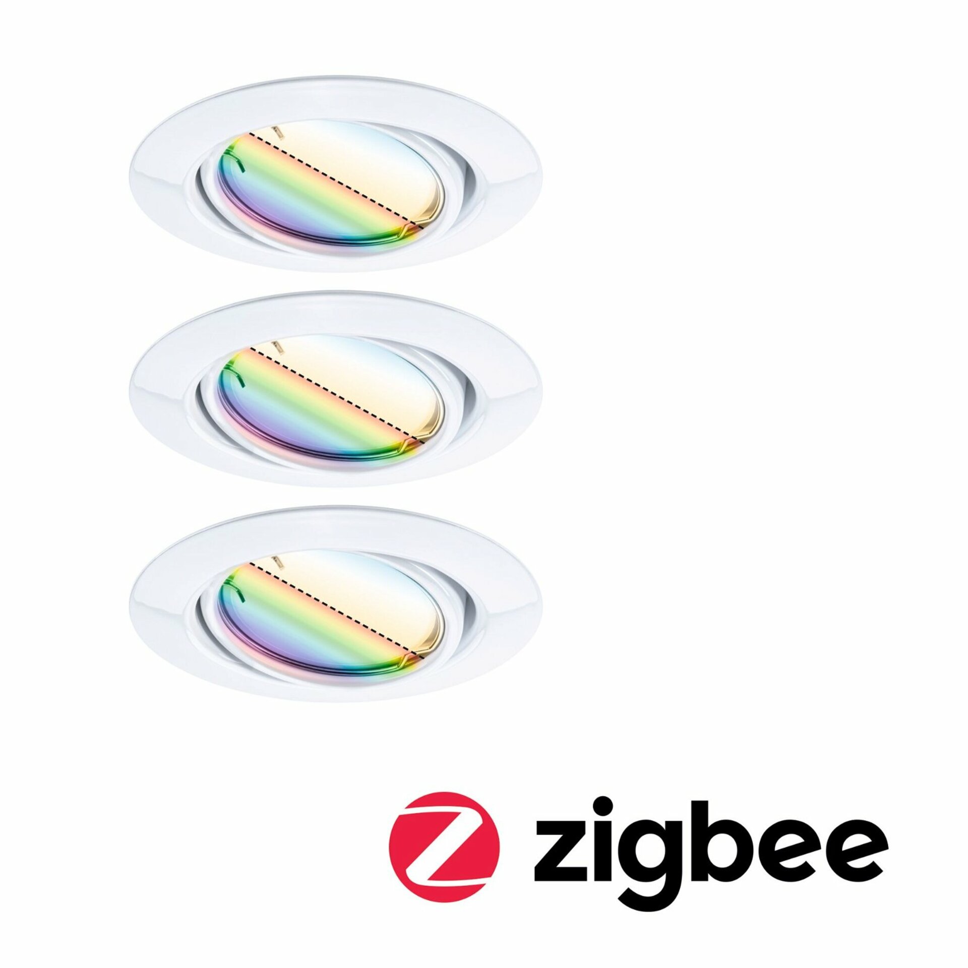 PAULMANN LED vestavné svítidlo Smart Home Zigbee Base Coin základní sada výklopné kruhové 90mm 20° 3x4,9W 230V stmívatelné RGBW+ bílá 924.66